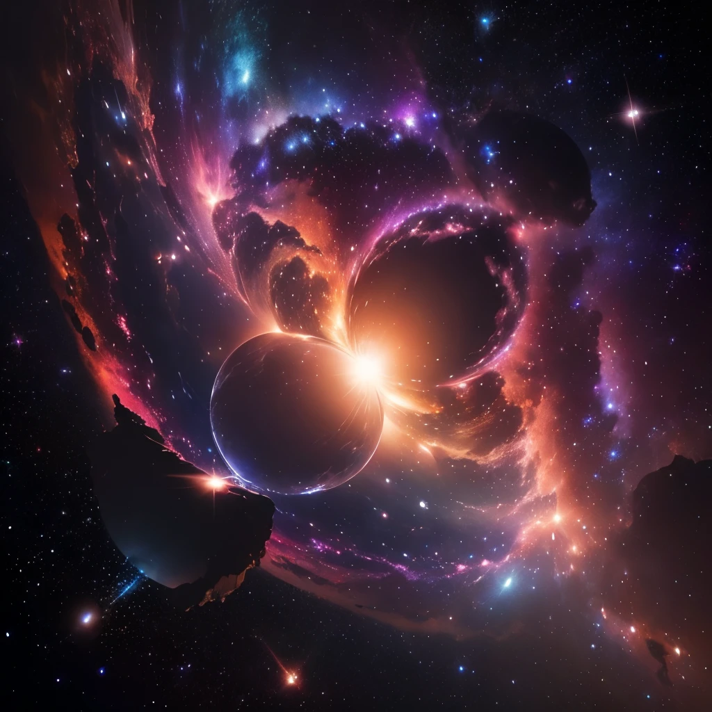 (best quality,4k,8k,highres,masterpiece:1.2),ultra-detailed,(realistic,photorealistic,photo-realistic:1.37),astronomy,space exploration,cosmic wonders,stellar objects,intense celestial scenes,colorful space imagery,vibrant color palette,galactic beauty,luminous stars,dazzling planets,mesmerizing moons,color explosion in the cosmos,celestial bodies in motion,illumination of the universe,spectacular celestial display,dynamic space formations,cosmic energy,highly detailed nebulas,interstellar marvels,dramatic sky,immersive viewing experience,vivid shades and tones,otherworldly landscape,unveiling the mysteries of