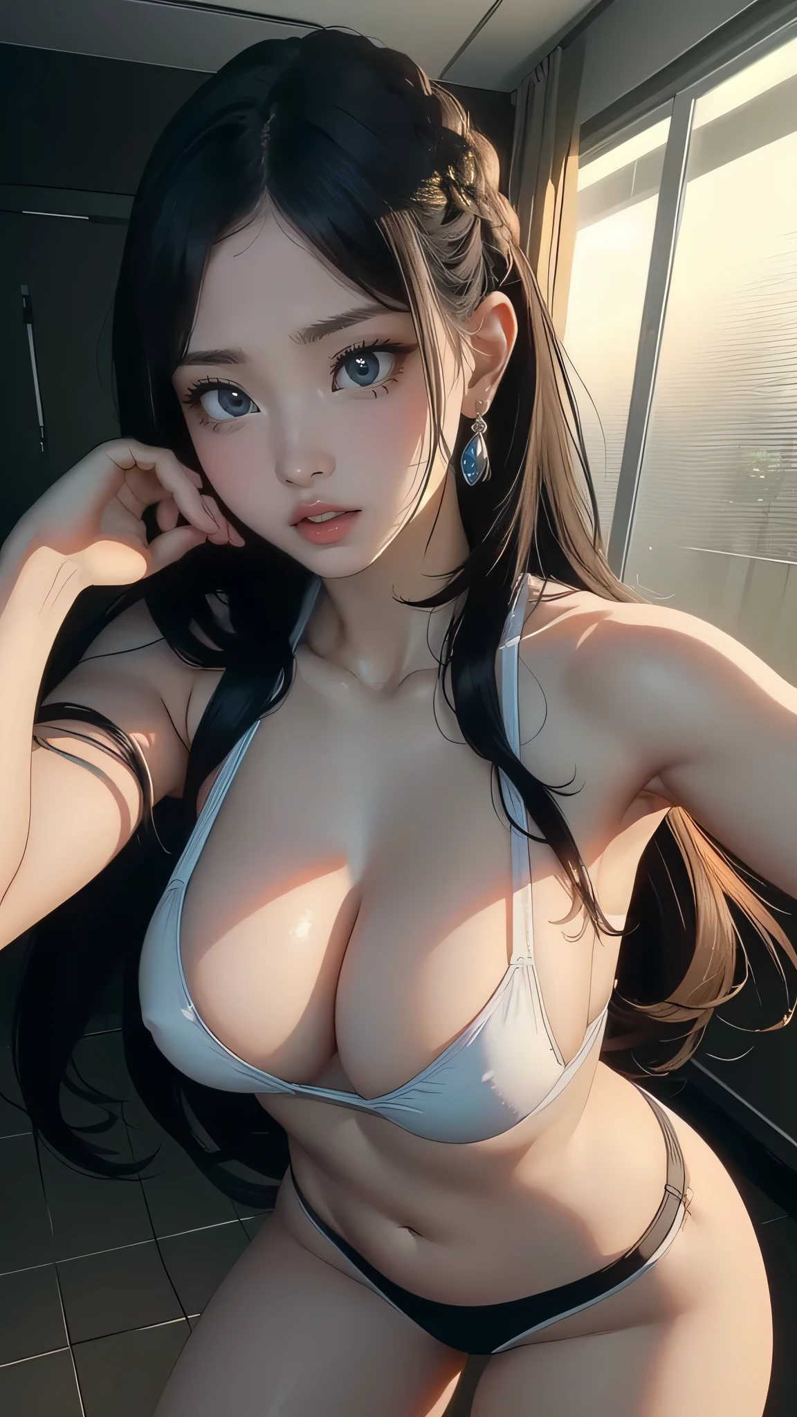 (random place),(random pose:1.2),(random hairstyle),(big breasts:1.5),(movie scene,best image quality,(8K), Super realistic, 最high quality, high quality, High resolution, high qualityな質感, high detail, beautiful, Detailed, Highly detailed CG, Detailedテクスチャー, realistic facial expression, masterpiece, before, dynamic, bold)