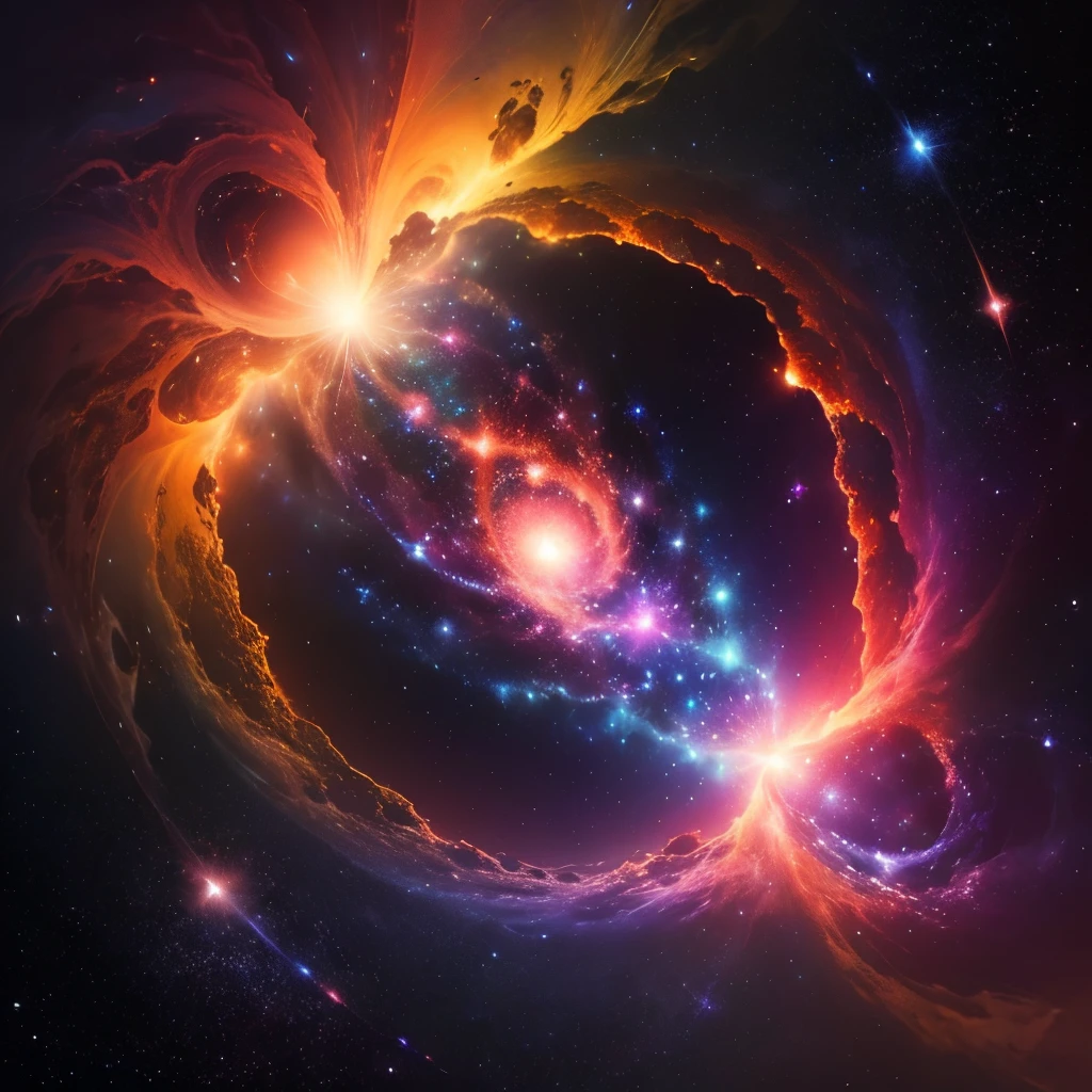 (best quality,4k,8k,highres,masterpiece:1.2),ultra-detailed,(realistic,photorealistic,photo-realistic:1.37),space,galaxy,nebula,colorful,stars,planets,moons,color explosion,celestial bodies,bright colors,vibrant colors,cosmic depth,galactic beauty,intense colors,diverse interstellar scenes,immersive universe,glowing celestial objects,endless cosmic wonders,intergalactic voyage,cosmic fireworks,cosmic energy,cosmic chaos,dynamic cosmic display,explosive colors,mesmerizing cosmic dance,luminous nebulas,interstellar nebula formations,stunning cosmic vistas
