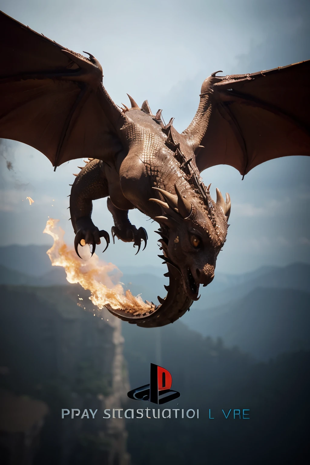 Playstation logo and a dragon