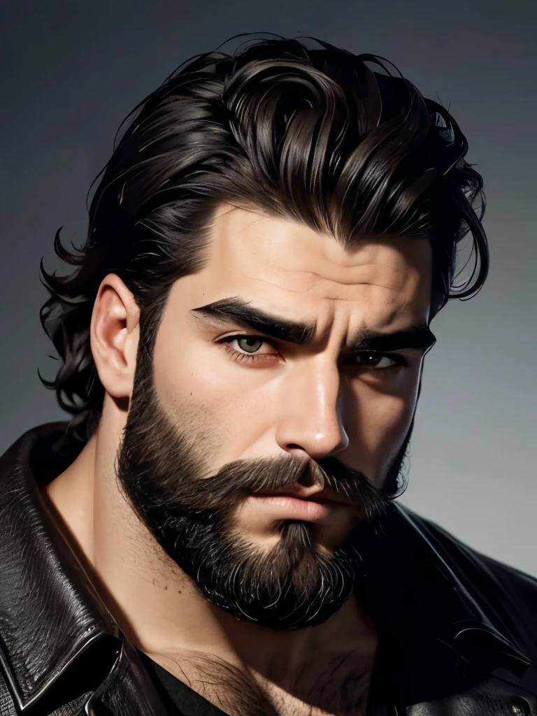 a strong, defined chin. His stubble is short and neatly trimmed, framing a serious expression. His eyebrows are thick and bold, adding to his rugged appearance. His beard is full and well-groomed, with subtle variations in shading that add depth and texture.

The second man, David Rios Ferreira, has a square jawline and a broad nose. His stubble is thick and unruly, giving him a rough and unshaven look. His eyebrows are bushy and heavy, accentuating his deep-set eyes. His beard is long and curly, with intricate twists and turns that give it a unique shape.

The third man, Edu Sou