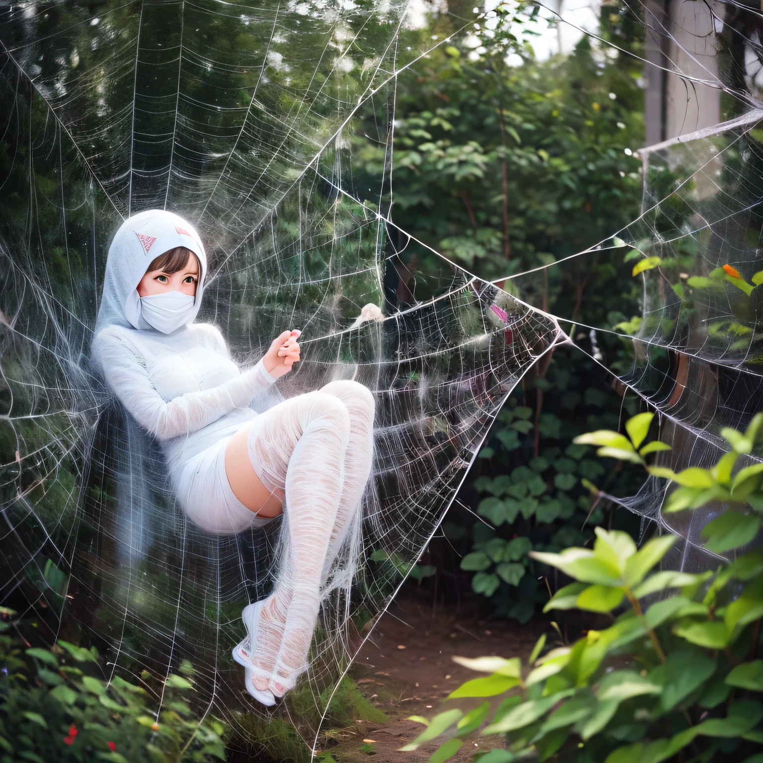 a girl trapped in the cobweb