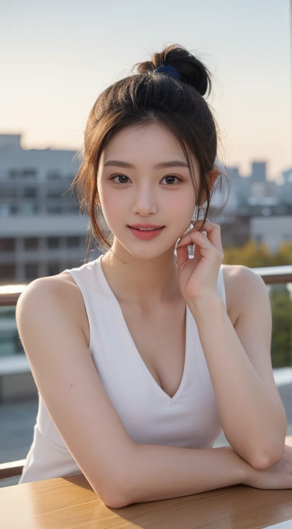table top, highest quality, shape, Super detailed, finely, High resolution, 8k wallpaper, 完璧なダイナミックな構shape, beautiful and detailed eyes, trendy women winter fashion,small breasts natural color lip, sexy pose,smile,Harajuku,20 year old girl,sexy look for the camera