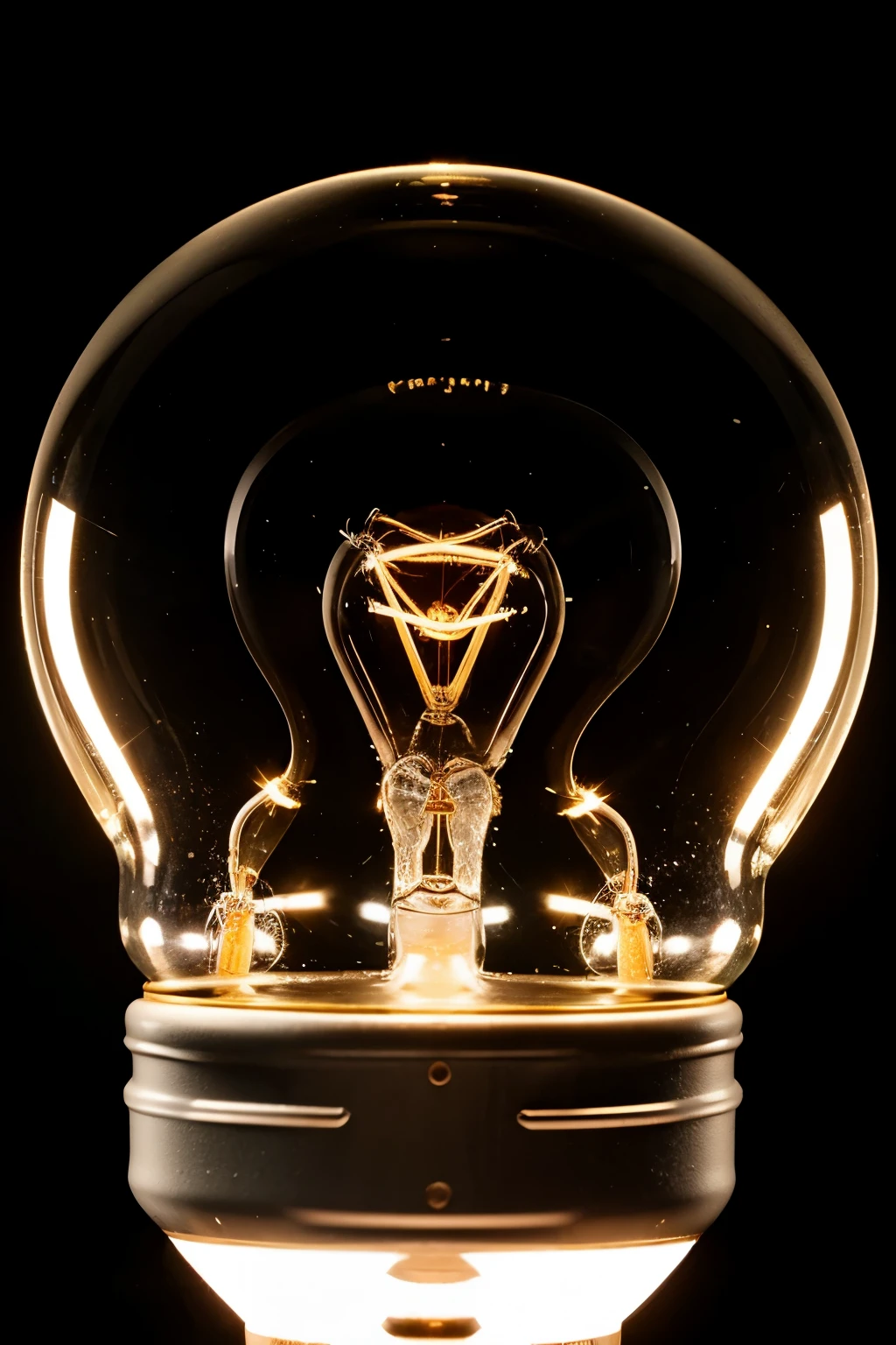 light bulb floating and radiating light with black background