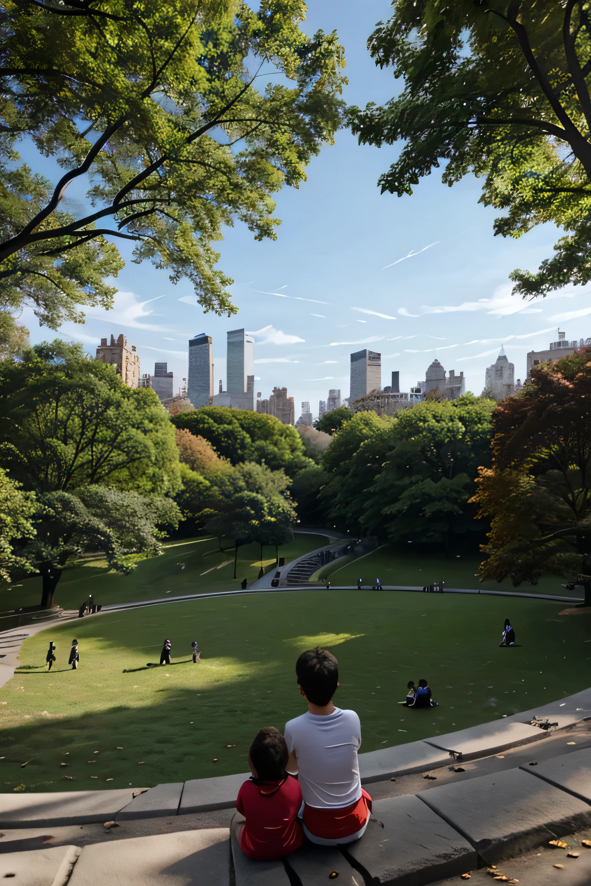 central park children playing top view