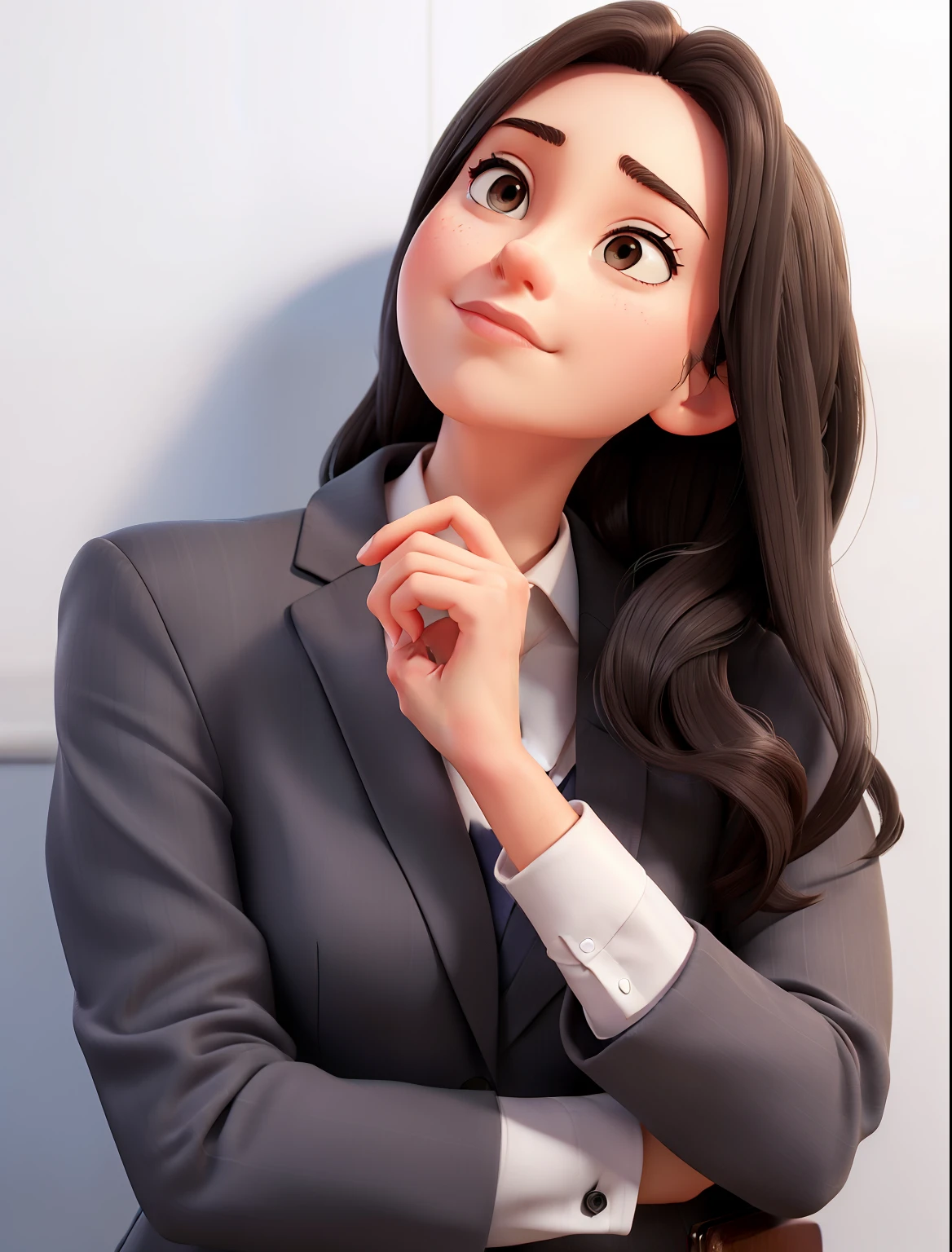 woman in a gray suit with a finger on her lips, woman in business suit, cute woman, young business woman, business woman, thinking pose, girl in a suit, girl in suit, attractive woman, thoughtful pose, thoughtful expression, thoughtful, thoughtful ), advertising photo, smart looking, female in office dress, portrait shot, very appealing, attractive girl, promo image