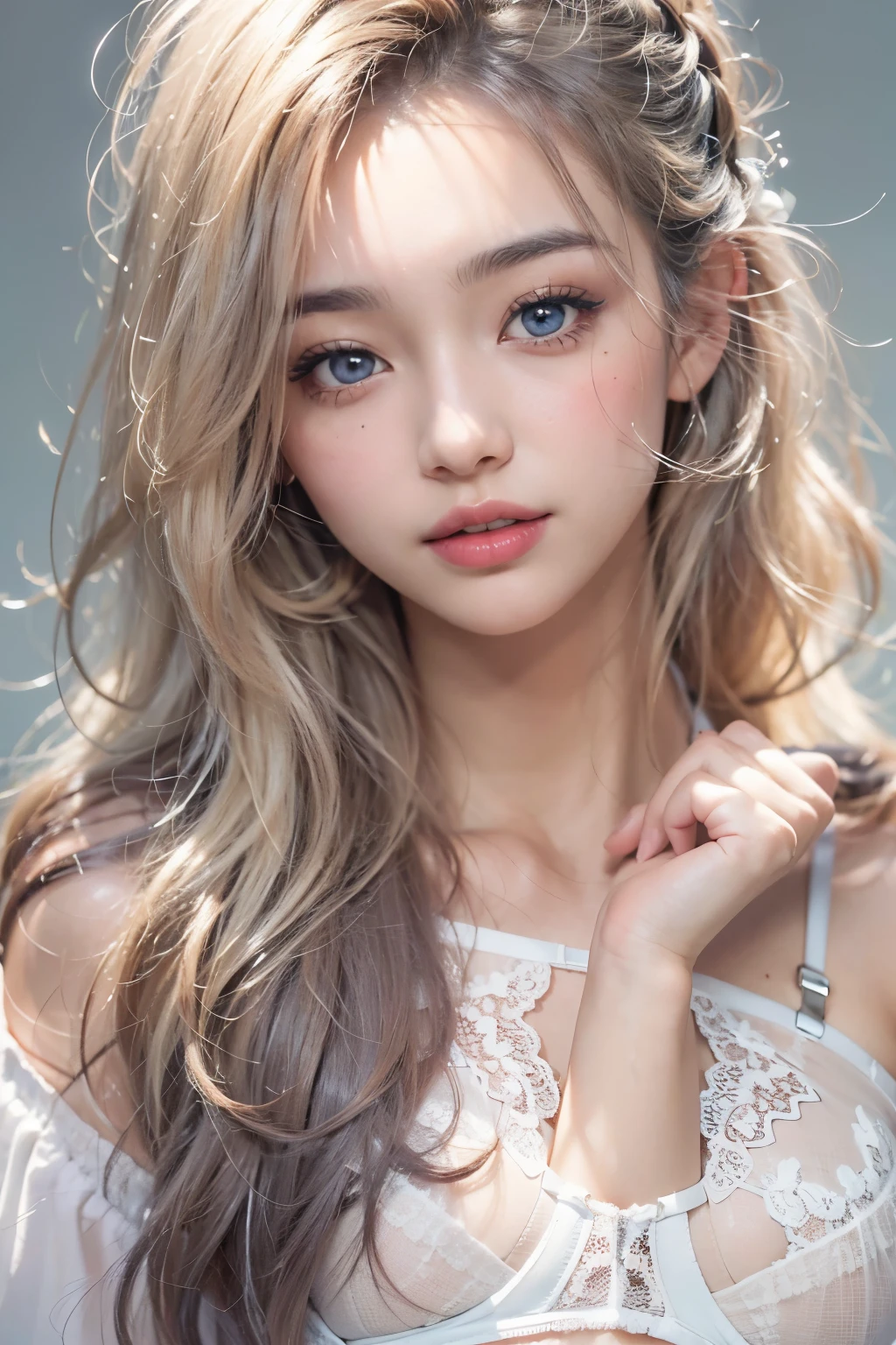 1woman, (Ultra realistic, high res), (highly detailed eyes, highly detailed hair, highly detailed face, highly detailed plump lips), (off shoulder with open breasts), breasts, upper body, caute smile, (best quality:1.4), Raw photo, (realistic, photo-realistic:1.37), professional photography, cinematic light, (fine face: 1.2),fashion model 20 years old, cute, [[[[pure eyes]]]], [[[[closeup]]]], [[[[chest]]]], [[[[neck]]]], [[[[shoulders]]]], perfect eyes, perfect iris, perfect lips, perfect teeth, perfect skin, soft front light, glow, HDR, (muted colors:1.2), Retrato da mulher、white skin、((cabelo Castanho ondas suaves)) Best Blanco Romantico、8K resolution、Frente Illuminada、アメリカの女の子のPortrait、solo、20-year-old、beautiful face、Upper body、medium side cut、beautiful gray hair、beautiful little face woman, solo,　black theme,　look at the audience,one woman, It&#39;s real, Wolfzan-6500-V1.3, anime、animeスタイル、beautiful diamond eyes、20 year old american girl、braided hair、swimsuit、portrait beautiful detailed woman, very detailedな青い顔, Reality, beautiful narrow blue eyes, huge file size, Super detailed, High resolution, very detailed, highest quality, masterpiece, An illustration, very detailed, ticker, Unite, 8K painting wallpaper, fine, fine details, masterpiece, highest quality, Hvery detailed ticker uniform 8K wallpaper, face light movie lighting、cuteブラウス, dark background, oil, masterpiece, diffused soft film lighting, Portrait, highest quality (perfect face:1.4),stunning girl pictures,(8K and、photorealistic:1.25) 、(lip gloss、eyelashes、shiny face、shiny skin、highest quality、超High resolution、Depth of the bounds written、chromatic aberration、caustic road lighting、natural shading、sexy 1girl, Extremely cute, Amazing face and eyes, (Beautiful lovely smile), (extremely detailed beautiful face), bright and shiny lips, (cute bikini:1.3), (very elaborate lace bra:1.5), smooth skin, super beautiful, attractive, (Best Quality:1.4), (hyper quality), (Ultra-detailed), (hyper-realistic, Photorealsitic:1.37), Authentic skin texture, complex details, extremely detailed CG unified 8k wallpaper, RAW Photos, professional photograpy, Cinematic lighting, coast, sea, palm trees,masterpiece, best quality, high quality, High definition, High quality texture, High quality shadow, high detail, beautiful detailed, finely detailed, extremely detailed cg, detailed texture, a realistic representation of the face, realistic, colorful, delicate, Cinematic Light, sidelighting, Lens Flare, Ray tracing, sharp focus, (intrica