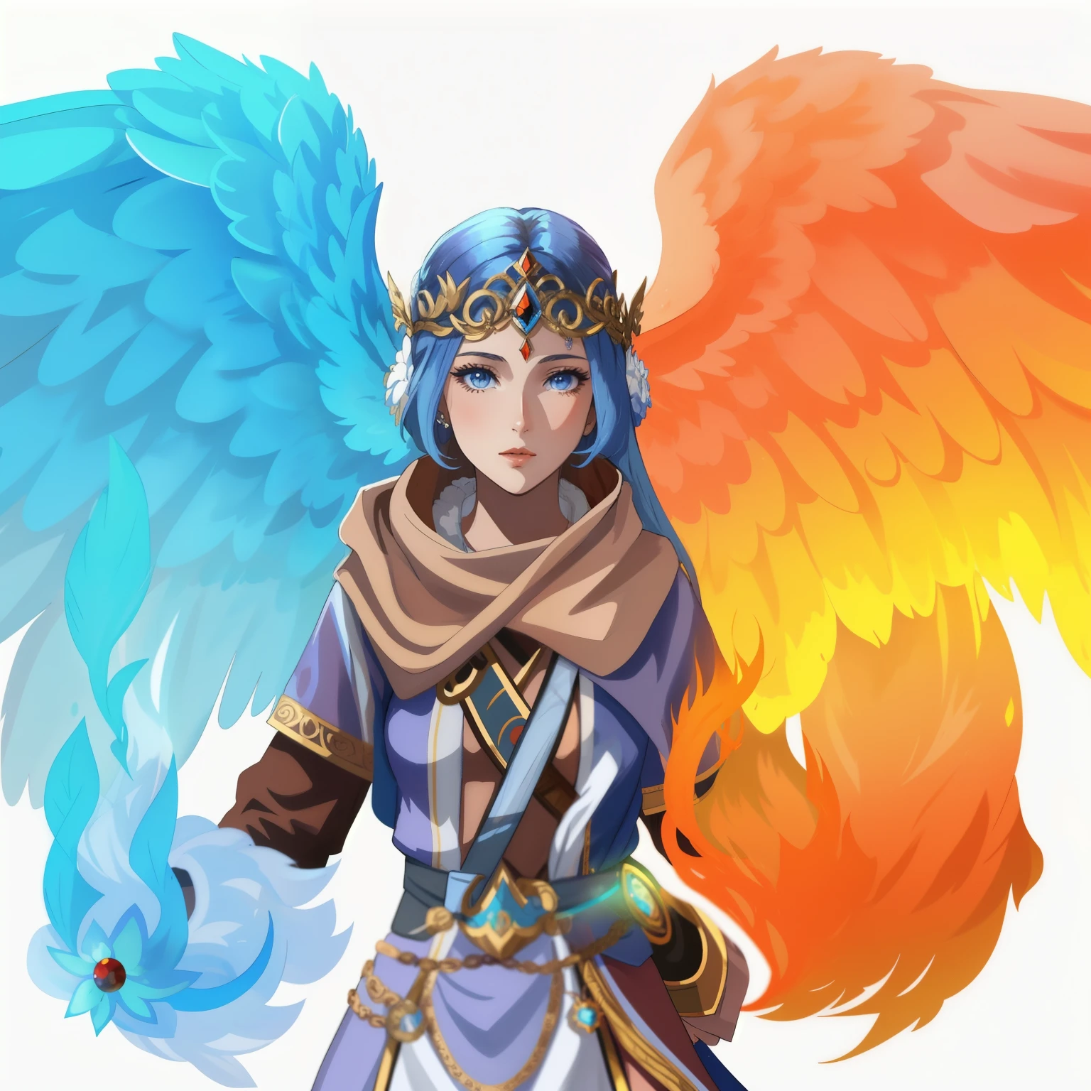 une femme avec une épée et un oiseau de feu à la main, mage de feu, personnage épique de fille mage, peint dans le style arcanique, Avatar de personnage RPG, robes de mage des nuages, Mage l’Ascension, personnage de style valkyrie, hyperdetailed fantasy character, aura de pouvoir. detailed, female mage, Appears as the goddess of fire, cotton robes de mage des nuages, Couleurs arcaniques