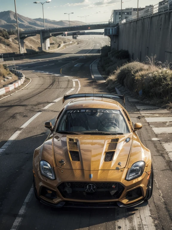 (best quality,4k,8k,highres,masterpiece:1.2),ultra-detailed,ultra-realistic,close up,racing car,highway,motion blur,focus car,front view