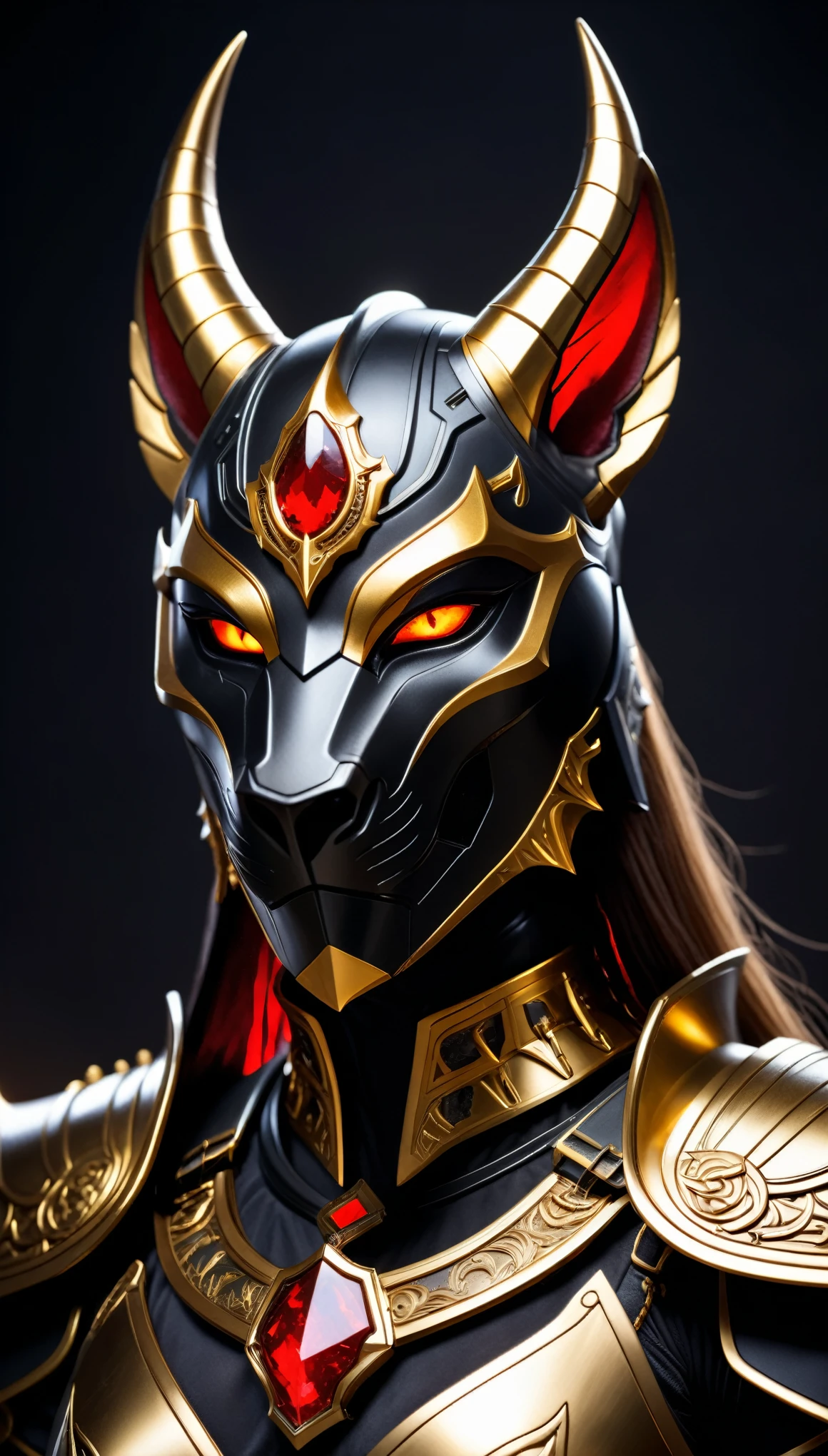 movie lighting, Horned golden-headed creature, Portrait of Dragon Knight, Mysterious Anubis Valkyrie, Super detailed fantasy characters, Robot dragon portrait, Sleipnir&#39;s photo, ghost of anubis, 4K detailed fantasy artwork, Polaroid Trend, zbrush contest winner, Created using zbrush, zbrush central tournament, warrior on horseback, (Covered in blood from head to toe)., v-shaped eyebrows, chiaroscuro, sparkle, diffraction spikes, overexposure, UHD, masterpiece, ccurate, anatomically correct, super detail, high details, award winning, best quality, highres, high quality