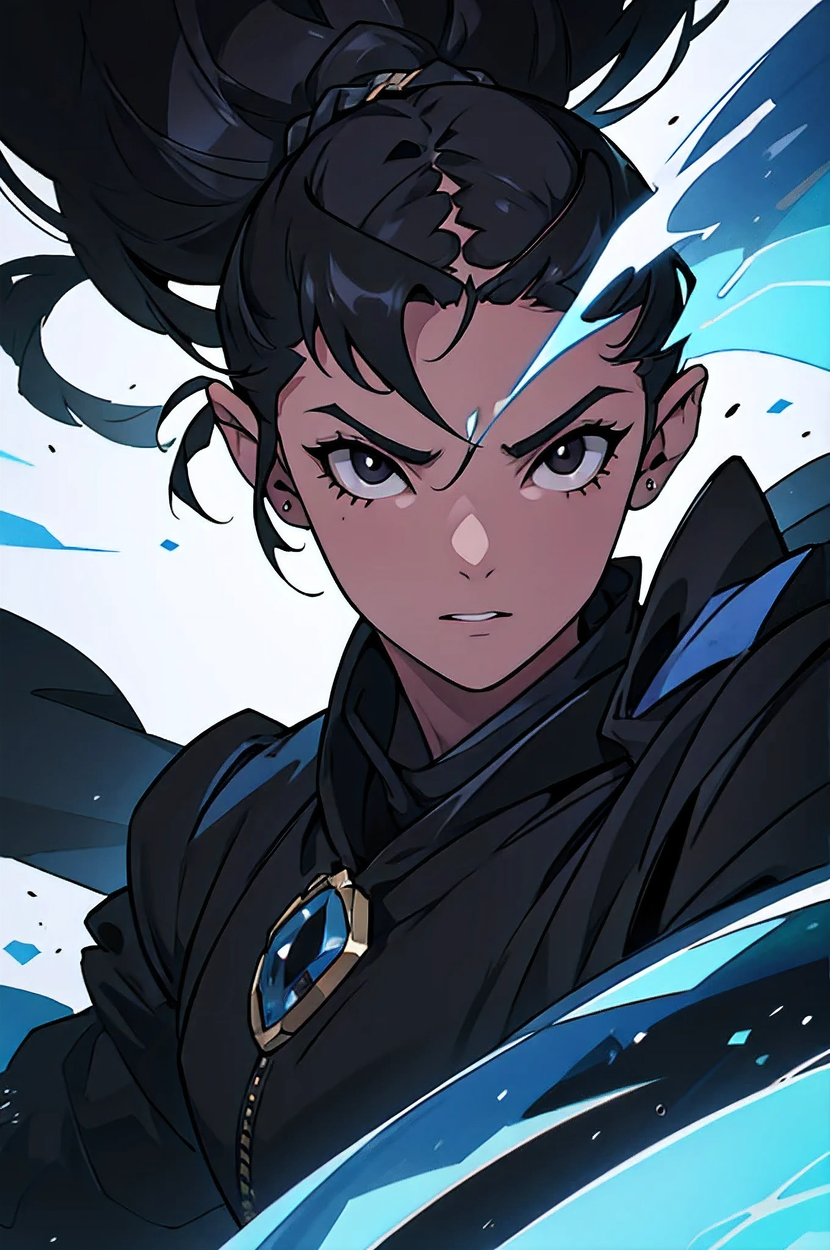 4k , ultra high definition , detailed face , detailed background , a black sorceror with black eyes and black hair