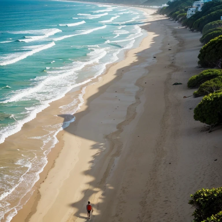 Um homen andando em um praia sozinho