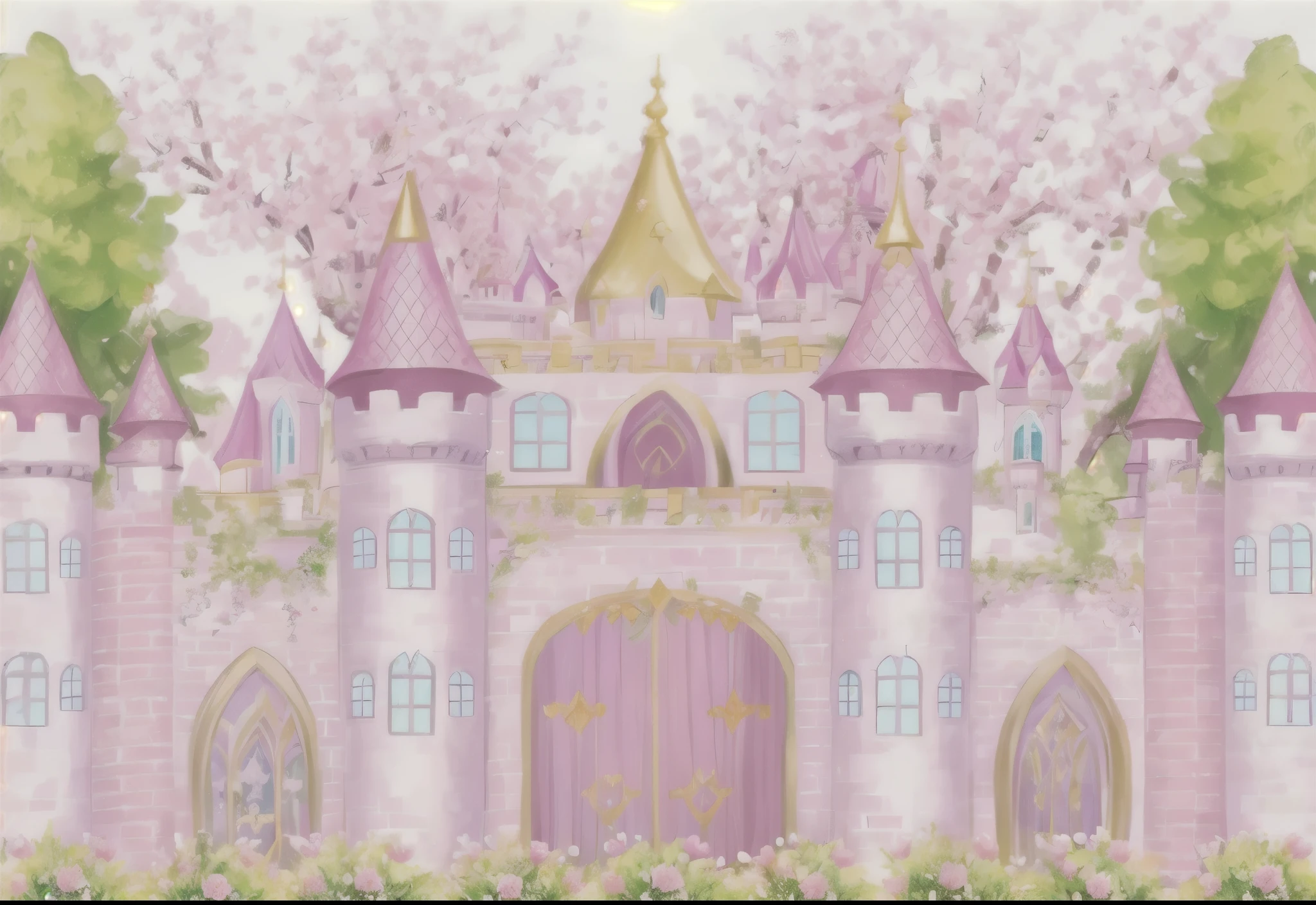 Cartoon princess castle,Pink flowers and trees, Fairy tale style background, Immortal Palace, royal garden background, palace background, magic castle, castle background, beautiful castle, fairytale place, heaven pink, Magical fairy tale background, dark pastel castle background, 256x256, 2 5 6×2 5 6, Fantasy castle, Feiyun Castle, castle setting