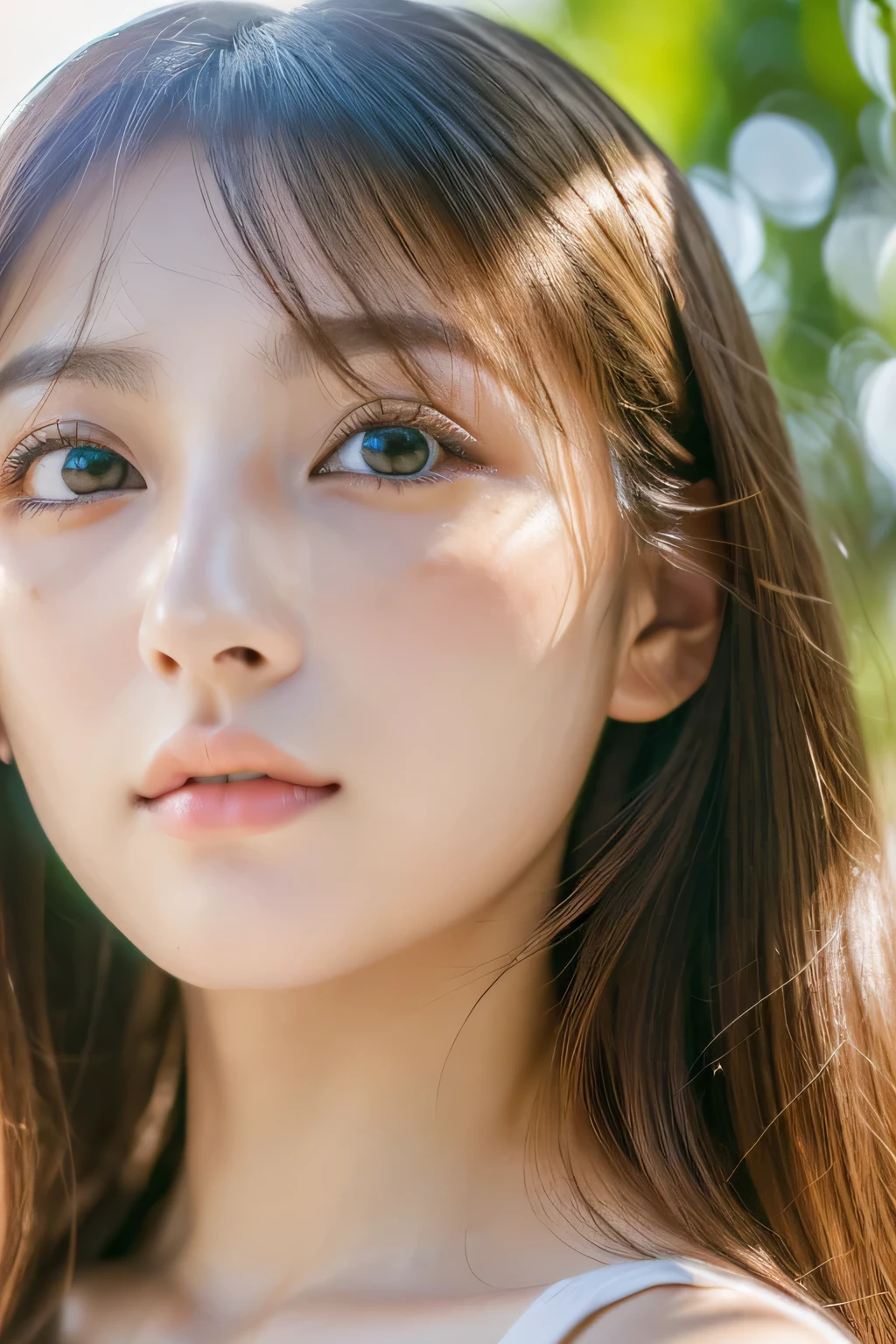 masterpiece, highest quality, Photoreal, Super detailed, finely, High resolution, 8k wallpaper, Professional, Advanced level of detail, Female college student watching soccer, Slender Japan woman, ((facing the front)), detailed clavicle, Medium chest、perfect face, medium long hair, soccer uniform、shorts、gentle smile
