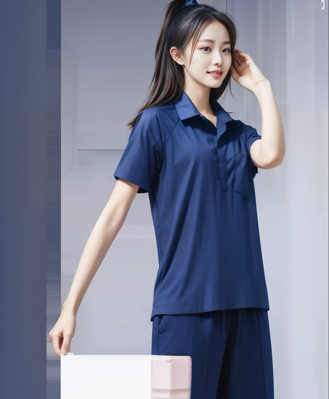 master-piece, bestquality, ultra realistic, hyper-detail, 8k resolution, RAW photo, crisp focus, (2 girls in the bedroom), ((Navy blue shirt:1.1)), short sleeves, Long Path, Perfect body, 2 mature women, 18yo, cinematic light,The woman kissed and lay on the bed wearing blue sweatpants., Correct anatomy, Sweatpants, super detail, lifelike, full entire body, Sweatpants, long-haired, Lesbian Art