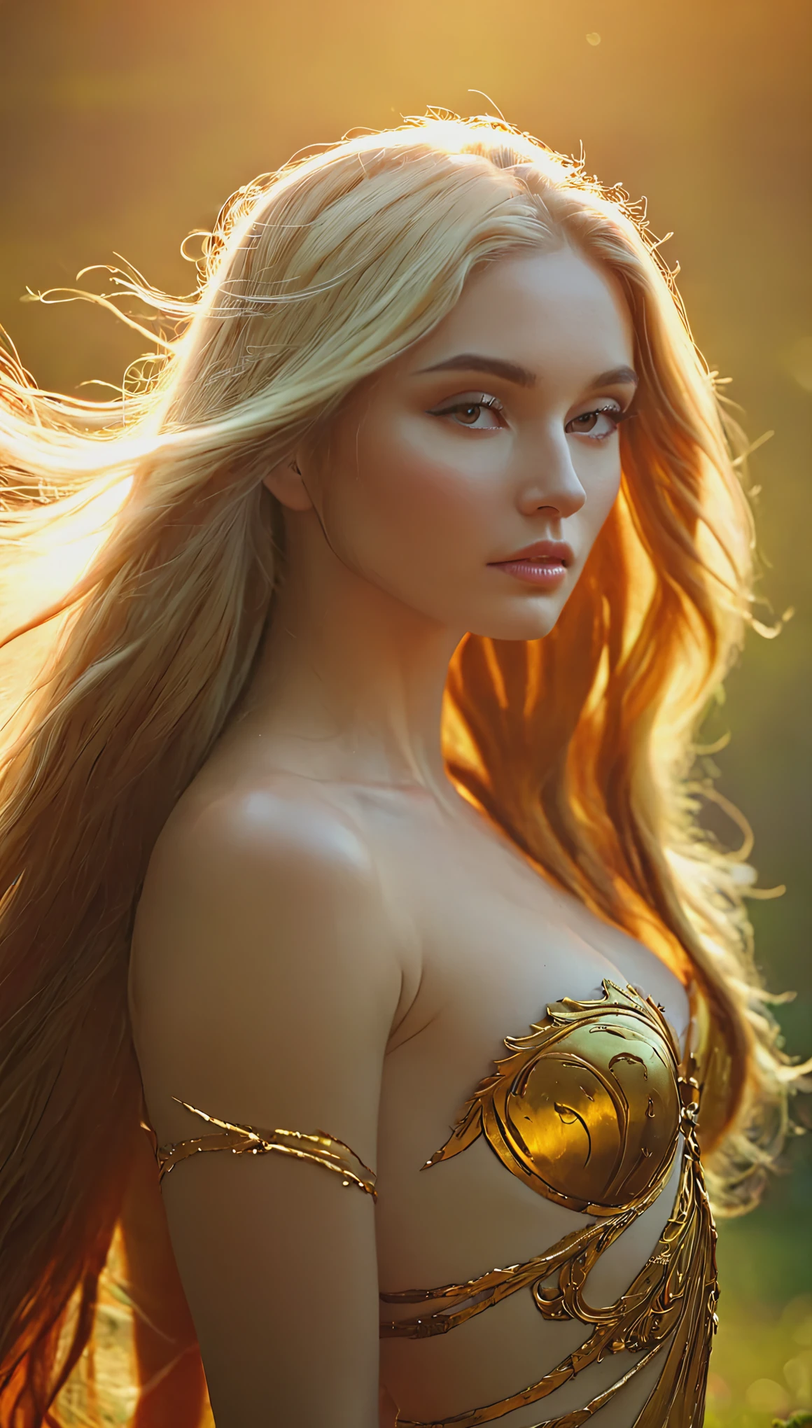Blonde with long hair, goddess