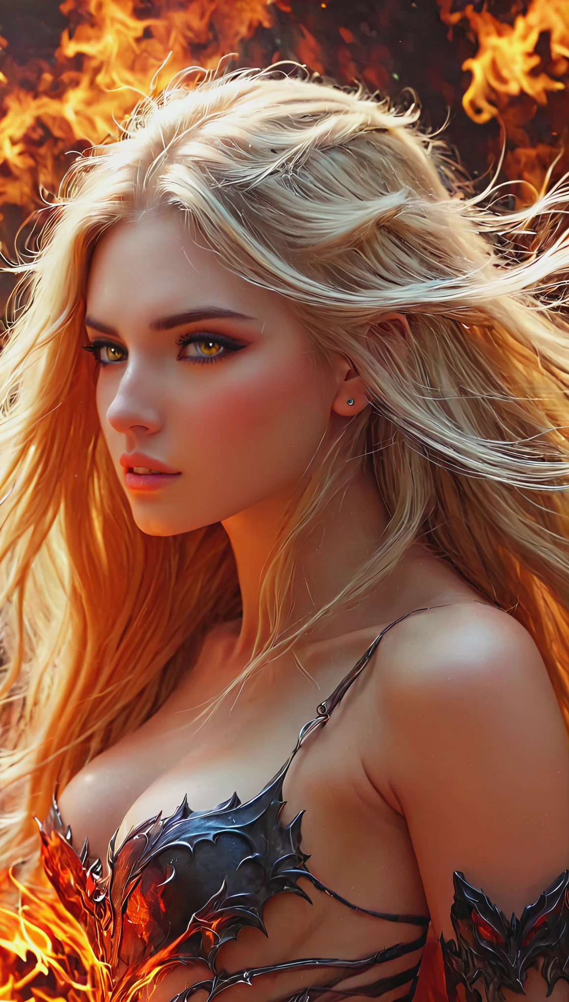 Blonde with long hair, daemon 