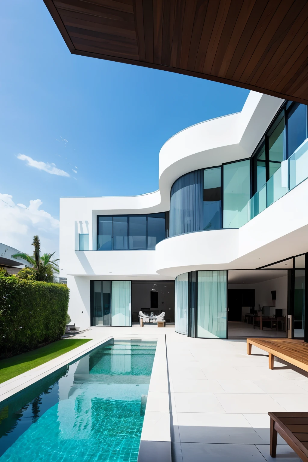 Two-storey villa by the sea，zaha hadid style
