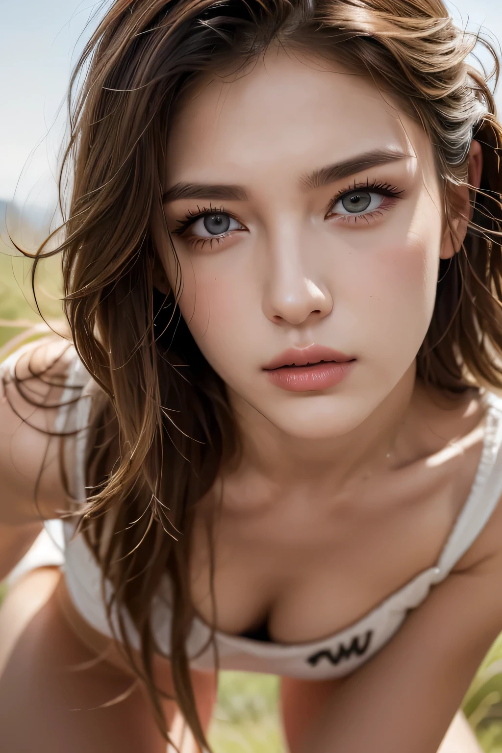 Portrait of européenne woman face portrait zoom sexy face sexy eyes sexy Mouth in her 30 lightning hyper realistic super detailed