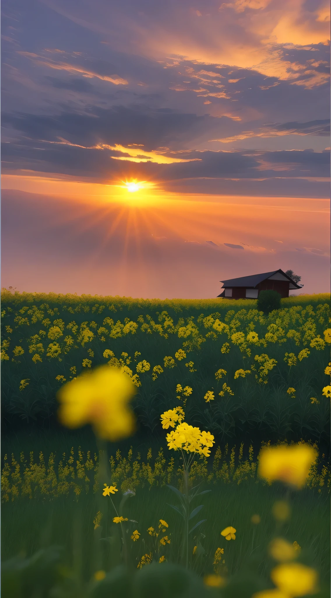 A canola flower,Swinging in the wind HD quality,flower,imagine,sunset background