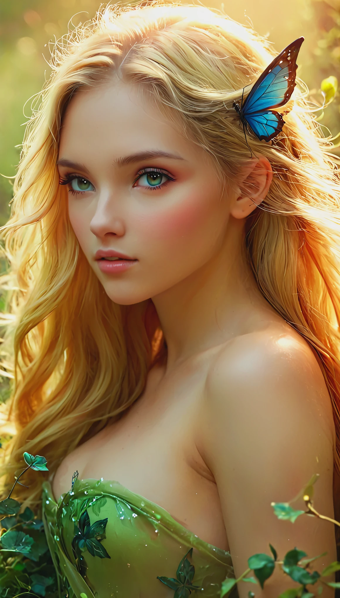 Blonde with long hair, faery