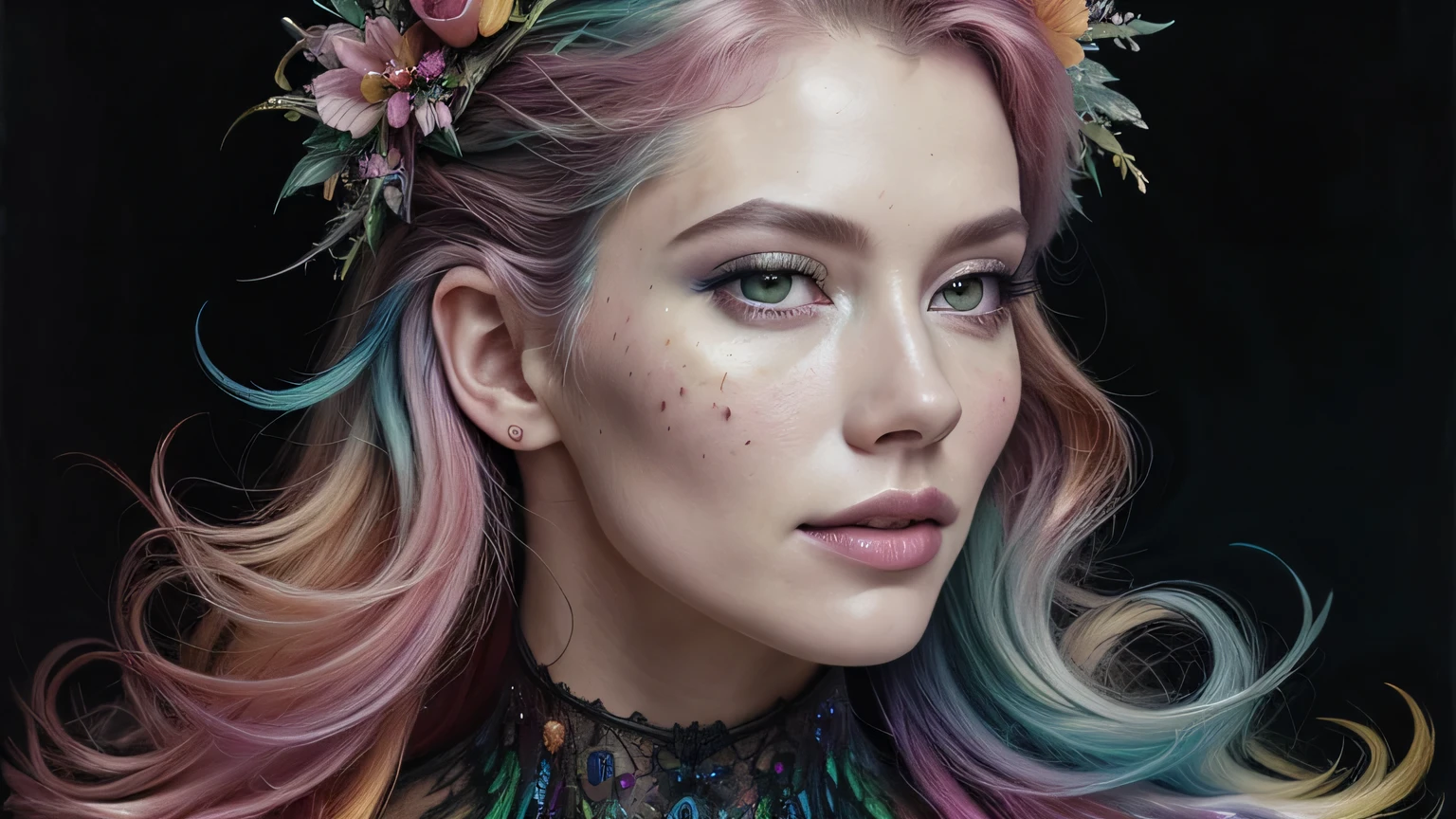 Mulher bonita e colorida: Mulher de 25 anos, Messy hair, oil painting, beautiful and rosto perfeito with soft skin, rosto perfeito, pink green cores, light and violet magnetic additions, light red additions, Doutor, wearing Doutor's coat or suit holding newborn baby on lap intricate details home screen masterpiece in 8k resolution beautiful face photorealistic digital painting artstation smooth fluid black paint: Photorealistic masterpiece in 8K resolution: fluido de pintura em guache intrincadamente detalhado: by John Baptist Mongue: caligrafia : acrylic: Arte em aquarela, fotografia profissional, natural lighting, Ilustra??o fotografica maximalista com ilumina??o volumetric: por Marton Bobzert: complex, elegante, expansivo, Fantastic