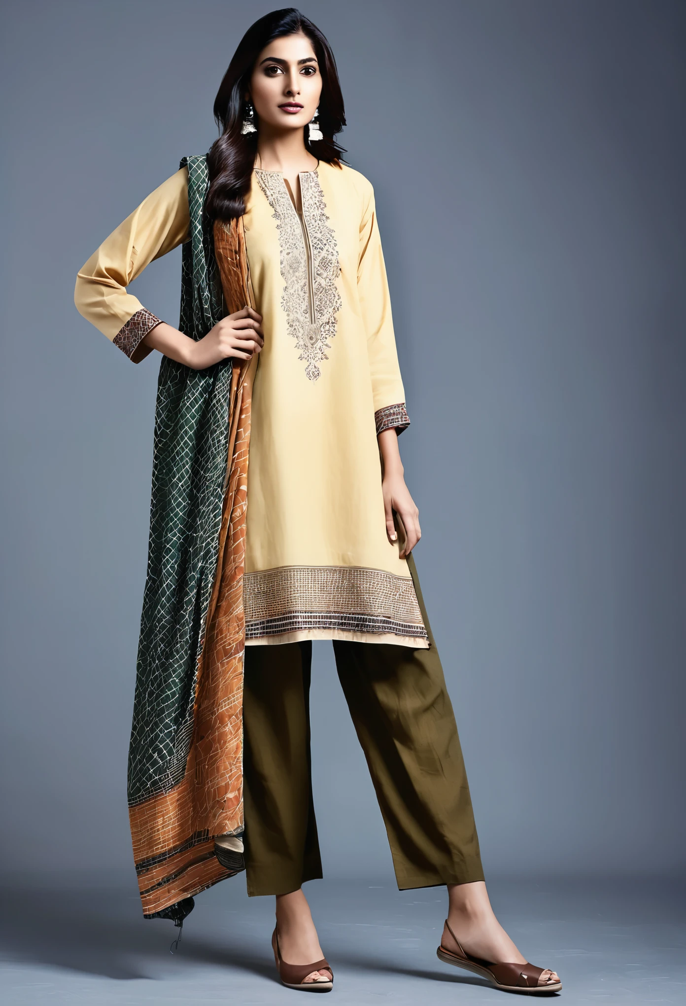 "Create a collection of casual and versatile clothing pieces that blend comfort with style, featuring minimalistic designs infused with elements of Pakistani culture and heritage. Incorporate earthy tones, traditional patterns, and modern silhouettes to appeal to a contemporary audience while paying homage to local aesthetics and craftsmanship."

2 / 2


