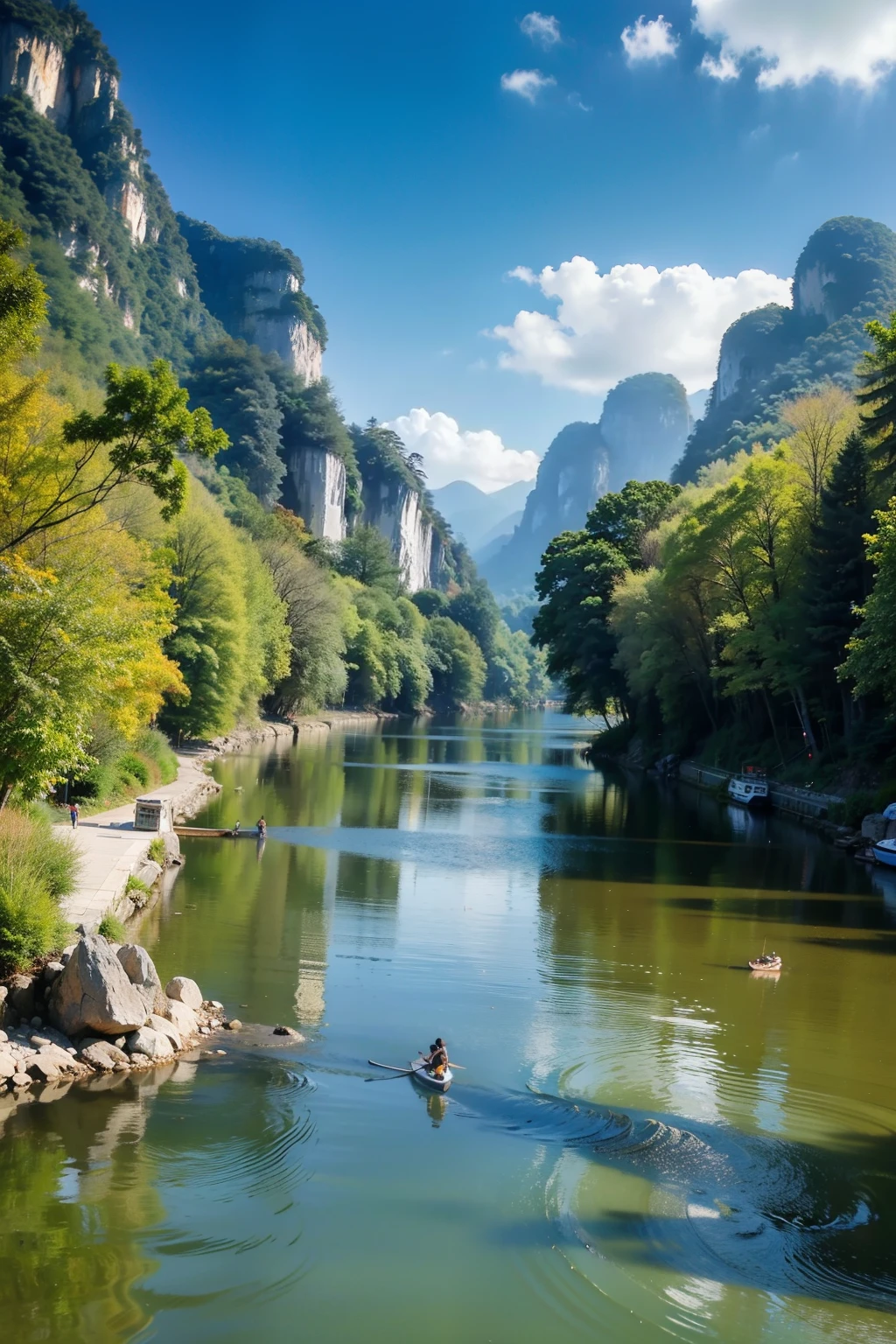 ((best quality)), ((masterpiece)), (detailed), landscape painting，Li River scenery，extreme perspective，


