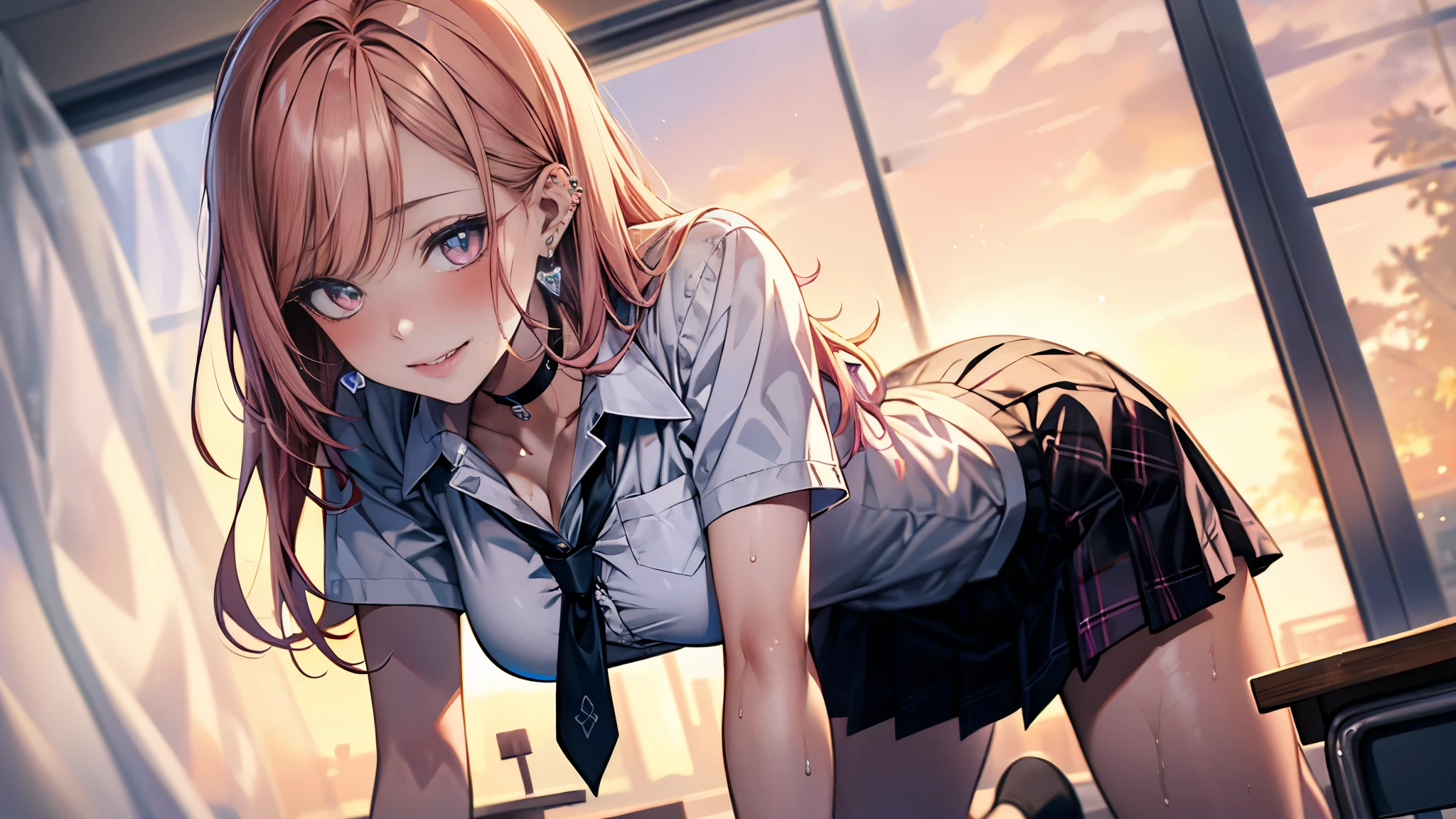 NSFW、(Highly detailed CG Unity 8k), (highest quality)，(Very detailed)，(Ultra-high resolution), 1 female,Blonde、Twin tails、Black gal、((Brown Skin))、White shirt、(((Sweat)))、((soaked))、脇Sweat、Rope Bondage, Wrists tied, Tie your ankles, Black Skirt, Foot weights、((blush)), ((Drooling))、((tears))、((pussy))、(((Love juice)))、((Riding a wooden horse))