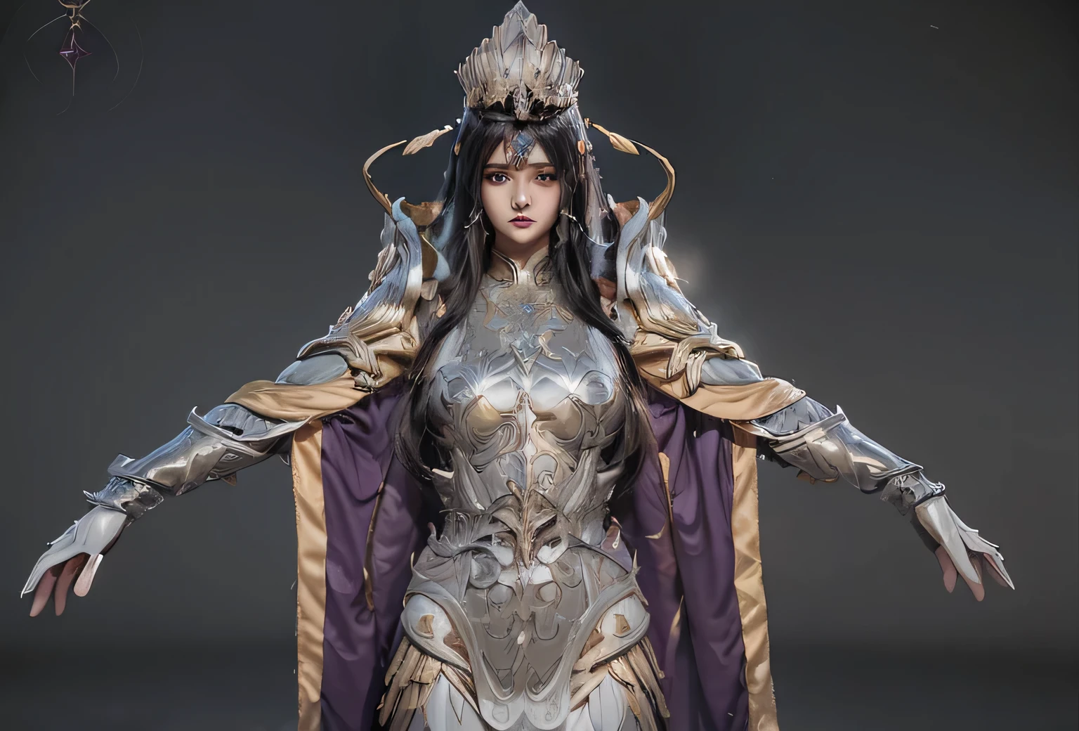 (masterpiece, best quality:1.2), 1 girl, alone，one in costume、Close-up of a woman holding a sword, portrait zodiac knight girl, Super detailed fantasy characters, 《blow》Nezha is here, Unreal Engine Rendering saint seiya, goddess. extremely high detail, Onmyoji Detailed Art, 3D rendering character art 8K, Unreal Engine Rendering + a goddess, zodiac knight girl, Draw with zbrush，one in costume、Close-up of a woman holding a sword, Beautiful female armor, wlop shiny skin, 3D rendering stylization, Hand painted texture on model, Unreal Engine Rendering + goddess, painted in brush, Valkyrie style character, sacred rendering, 3D rendering character art 8K, Made with Zalash, Super detailed fantasy characters,Metal face armor，Black silk robe，Close-up of a woman with long hair and crown, Super detailed fantasy characters, goddess. extremely high detail, brush contest winner, Extremely rich facial and body detail, Zrash Central Contest Winner, 3d goddess肖像, Complex WLOP, Made with Zalash, face and body details, 非常细致的goddess拍摄, @ brush, Detailed matte fantasy portrait，black hair, hairball, Vince, long eyelashes, round eyes, fake animal ears, faint smile, red ears, direction, Surrealism, shadow, Comfortable, stereoscopic view, vertical painting, view, 大气view, 8K, Super details, precise, best quality，white fluff，Thick black robe，obsessed，Purple lip gloss，A delicate mask covers the eyes，black silk thighs，black boots，The armor is complex，hair complications