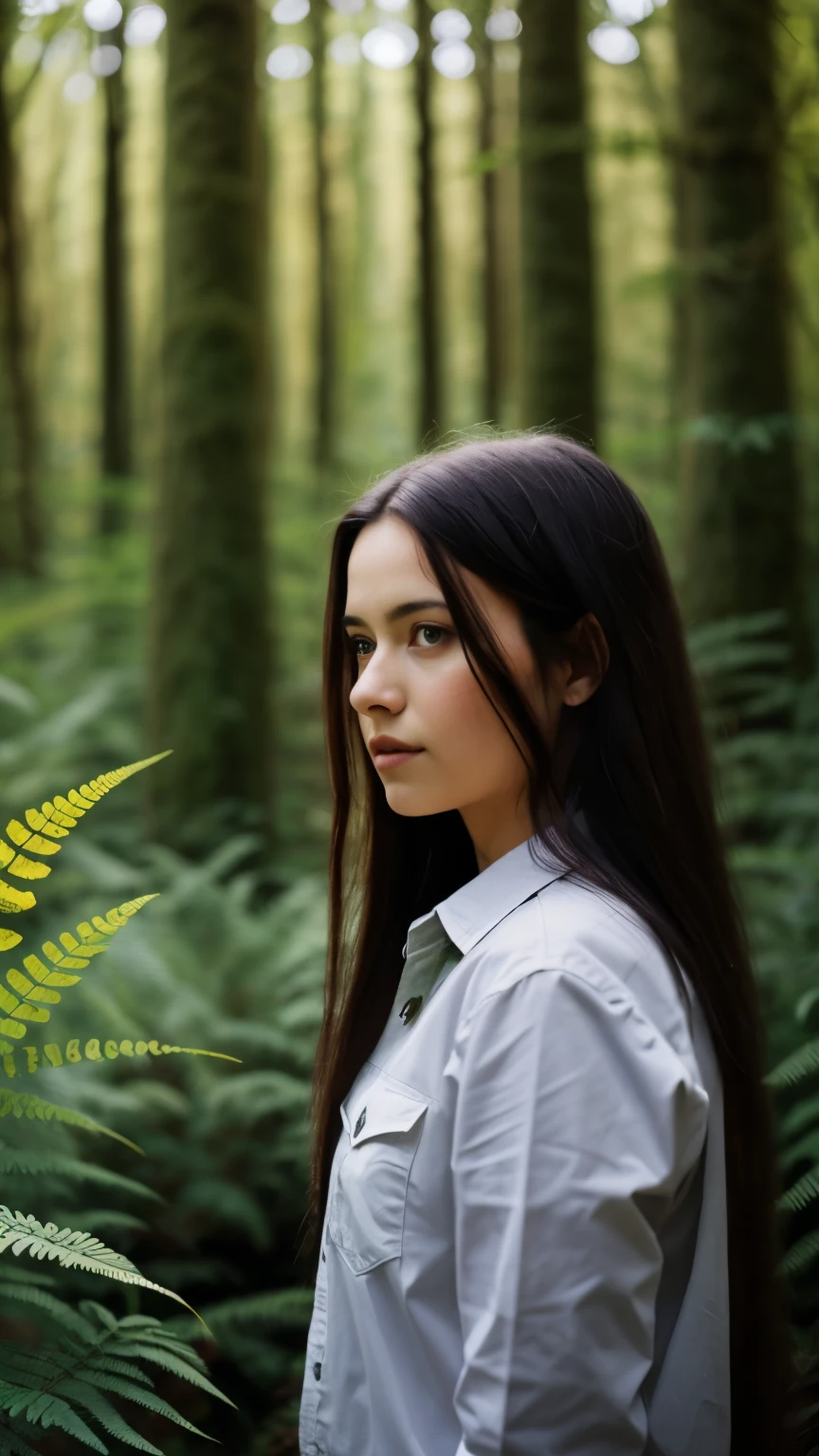 a woman with long hair covering her face with a fern leaf, looking majestic in forest, standing in a forest, in front of a forest background, stood in a forest, standing in the forest, standing on a forest, standing in the forrest, girl walking in forest, photograph captured in a forest, feeling the nature, in front of an amazing forest