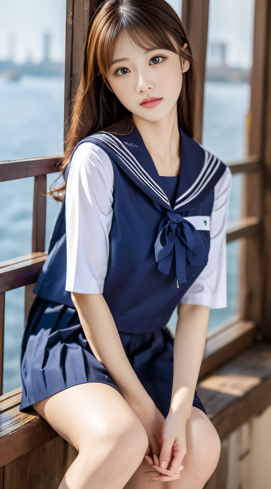 (masterpiece, highest quality, highest quality, beautiful and aesthetic:1.2), (1 girl), colorful, most detailed, perfect face, Upper body, HDR, sailor suit, impressive visuals,big breasts,
