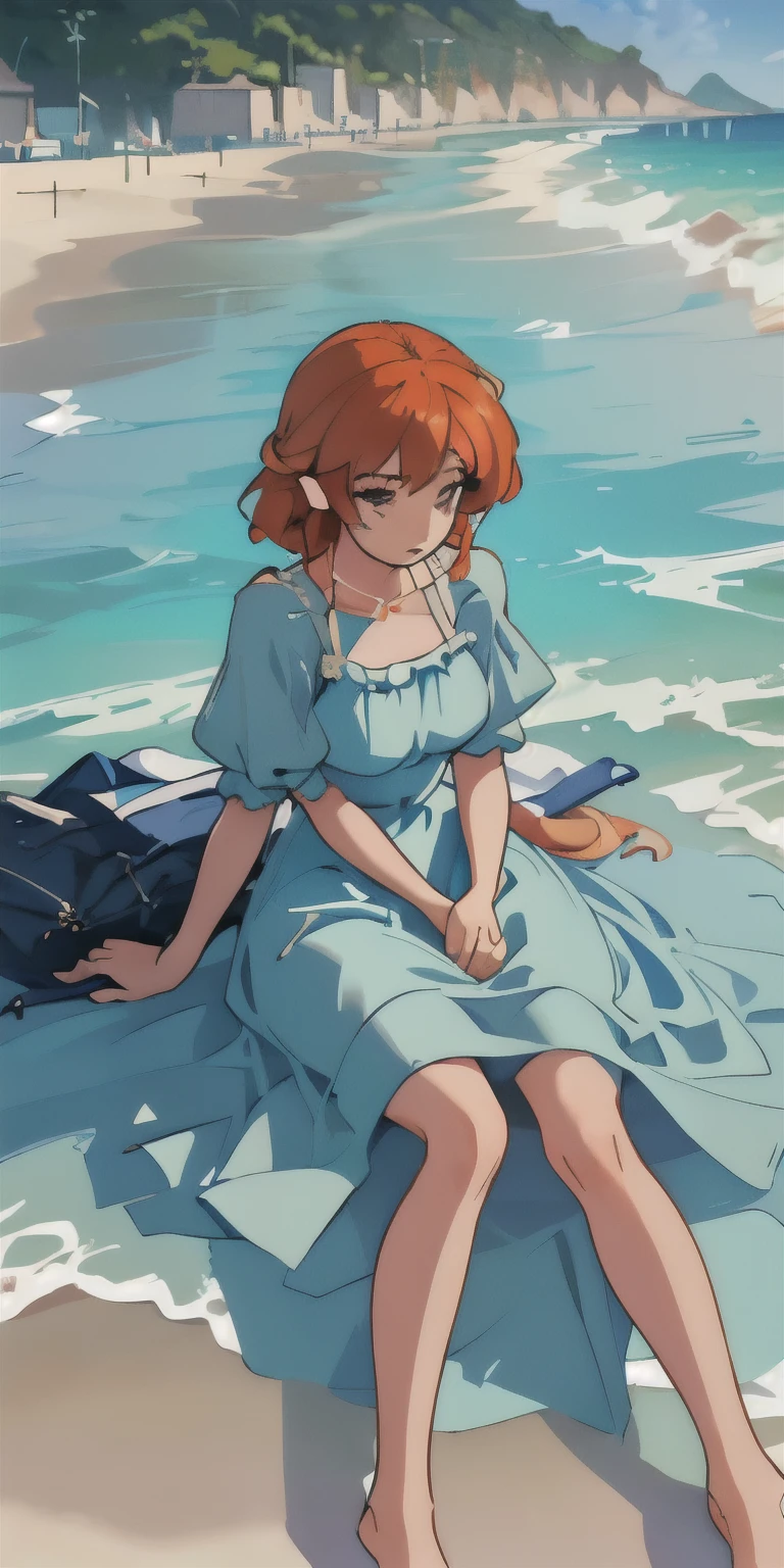 Laying on beach, A moderate dress, a nice gentle dress,