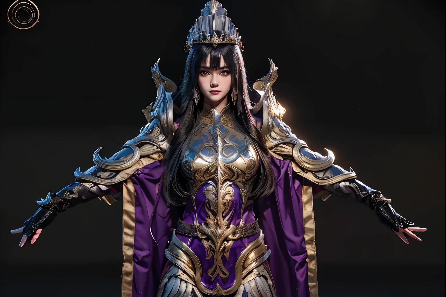 (masterpiece, best quality:1.2), 1 girl, alone，one in costume、Close-up of a woman holding a sword, portrait zodiac knight girl, Super detailed fantasy characters, 《Blow》Nezha is here, Unreal Engine Rendering saint seiya, goddess. extremely high detail, Onmyoji Detailed Art, 3D rendering character art 8K, Unreal Engine Rendering + a goddess, zodiac knight girl, Draw with zbrush，one in costume、Close-up of a woman holding a sword, Beautiful female armor, wlop shiny skin, 3D rendering stylization, Hand painted texture on model, Unreal Engine Rendering + goddess, painted in brush, Valkyrie style character, sacred rendering, 3D rendering character art 8K, Made with Zalash, Super detailed fantasy characters,Metal face armor，Black silk robe，Close-up of a woman with long hair and crown, Super detailed fantasy characters, goddess. extremely high detail, brush contest winner, Extremely rich facial and body detail, Zrash Central Contest Winner, 3d goddess肖像, Complex WLOP, Made with Zalash, face and body details, 非常细致的goddess拍摄, @ brush, Detailed matte fantasy portrait，black hair, hairball, Vince, long eyelashes, round eyes, fake animal ears, faint smile, red ears, direction, Surrealism, shadow, comfort, stereoscopic view, vertical painting, view, 大气view, 8K, Super details, precise, best quality，white fluff，Thick black robe，obsessed，Purple lip gloss，A delicate mask covers the eyes，black silk thighs，black boots，Armor is complicated，Hair complications，4k，8k，Ultra HD Blu-ray，Full of details，12k，4k，