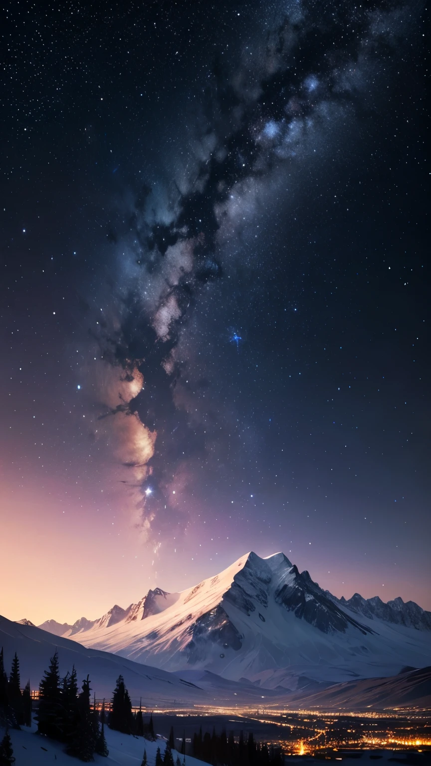starry sky over snowy mountains with a few trees in the foreground, night covered in stars, astrophotography, stars in the sky above, sky strewn with stars, night sky photography, breathtaking stars, starry sky 8 elbrus at night, stars and moons in the sky, on a clear magnificent night sky, stars in the night sky, stars in the distance
