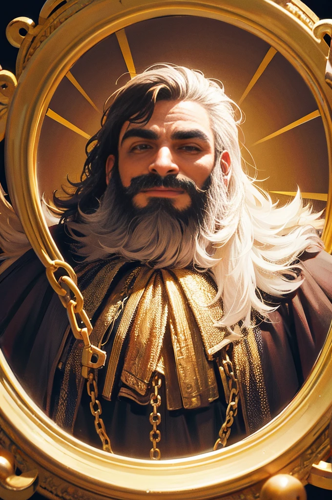 (A dwarven adventurer(big beard, chain armor, bloody axe) is staring at his reflection in a gold mirror, he see himself as a king), greed is filling his heart. In a dungeon hoard