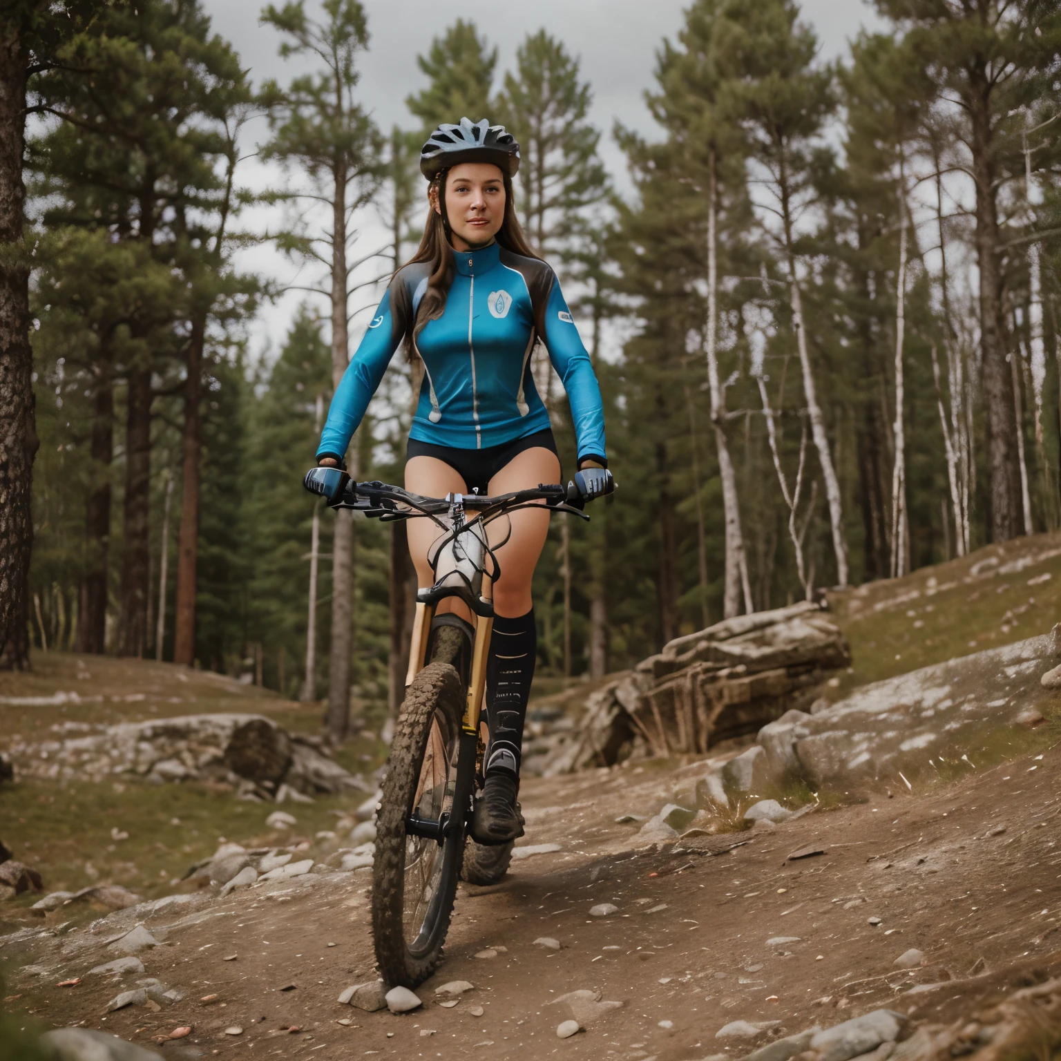 woman on mountain bike