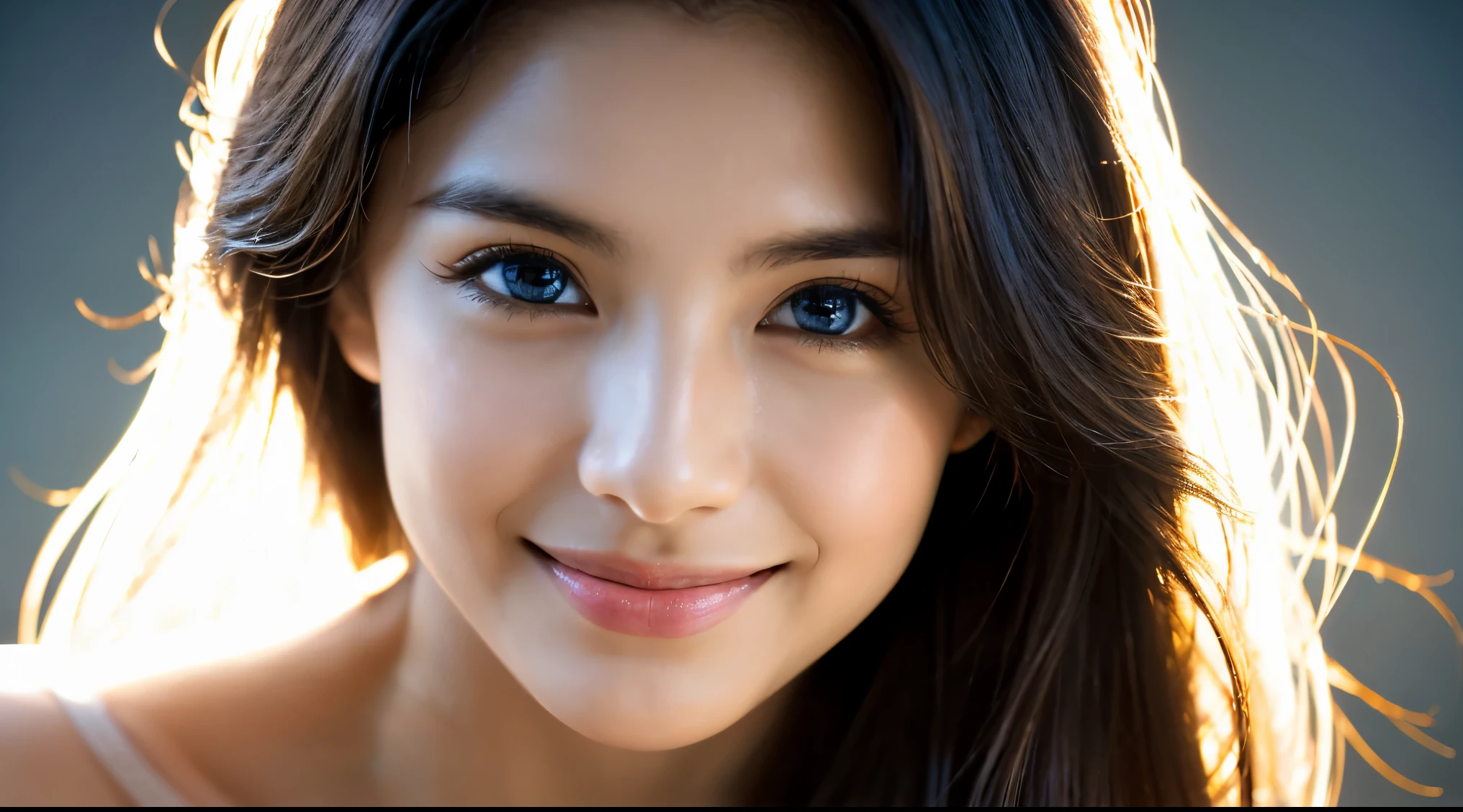 highest quality, epic realistic, ((portrait:1.5)),(background: white) high contrast ,glorious picture, lowest lux, lighting face, she's comfortable, wearing nothing, looks incredible, (8k, Raw photo, Highest quality),(epic realistic:1.5), a woman, face,(detailed eyes:0.8),(looking at the camera:1.4), (Highest quality), ( high contrast, deep shadows),Intricate details,cinematic,((skin:1.4)), (long dark hair:1.3), long hair, messy ,(Hdr:1.5),Detailed, colors, Superior quality, Masterpiece, Raw Photo (20-year-old, looking at viewer), beautiful, (wearing nothing), perfect, natural, perfect composition, portrait, perfect face, smiling expression, Captivating eyes, Bright details, Tight lips, (High Skin Detail),, (blue tint: 0.6), (sale: 0.8), (bloody: 0.7), Key lighting , (backlight: 0.5), Medium depth of field, Canon 5d, 50mm lens, f/4 apertures, (Ultra-detailed, Complex detail), sharp focus, soft colors, 8k, Absurd, 80mm, white background, photography, smiling, pinay, filipina, large , white background, wearing nothing, nudist