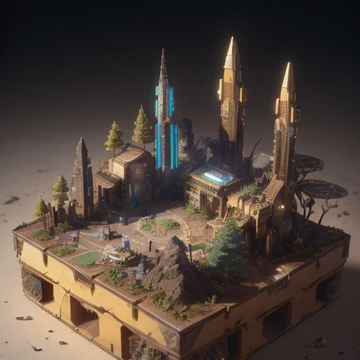 6598年Mars realistic model, (Bifurcation, original photo, best quality, masterpiece:1.4),Steampunk Cyberpunk 6820 City,(CyberpunkMars light:1.3), Mars (related to land),(in a small nature box:1.3),Isometric, small nature, landscape on foundation,landscape,