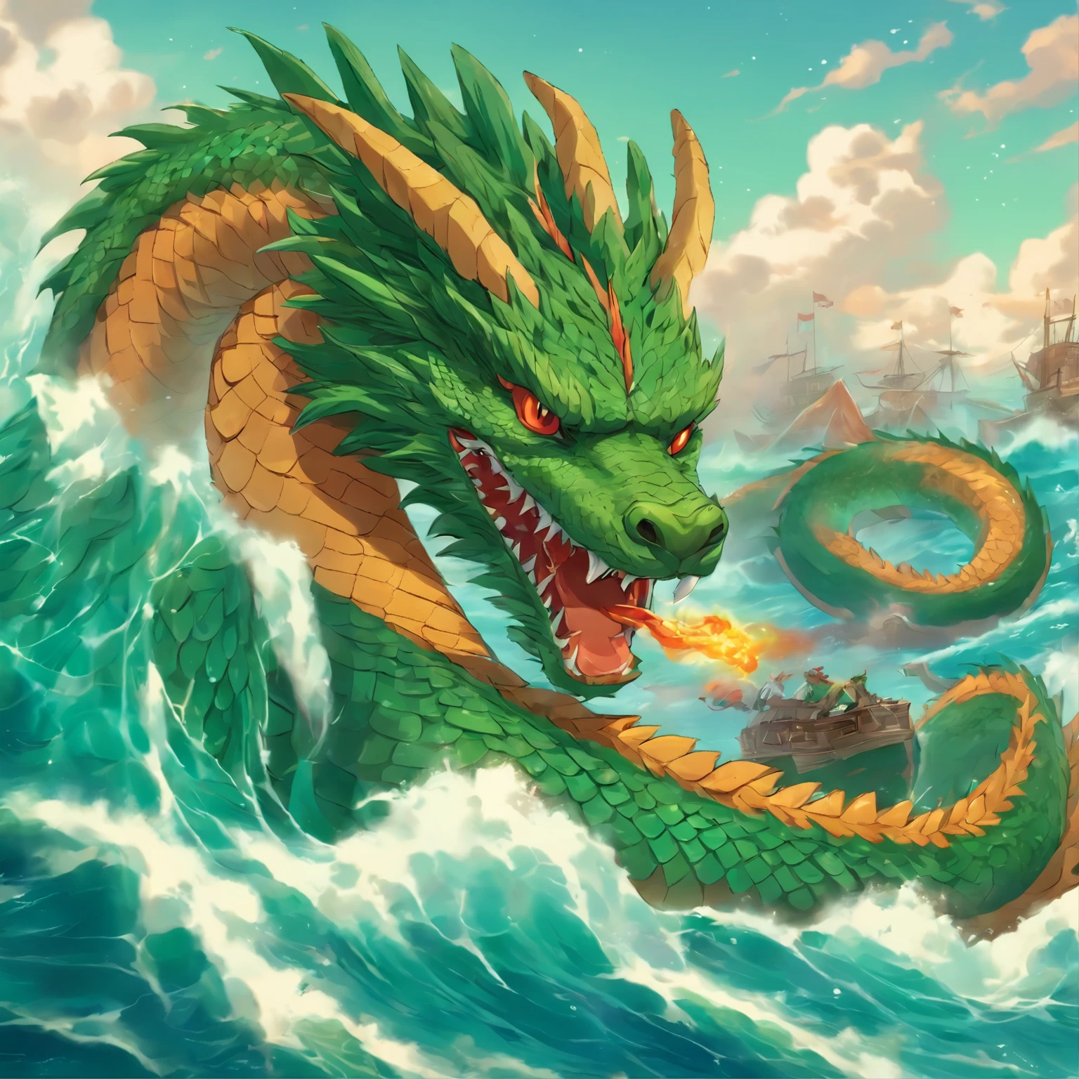 a painting of a dragon swimming in the ocean, sea serpent, serpentine water monster, scylla and charybdis, water dragon, river otter dragon, sea monster, dragon vore art, by Patrick Brown, scary sea monster, by Howard Lyon, amazing d & d art, sea dragon, quetzalcoatl
