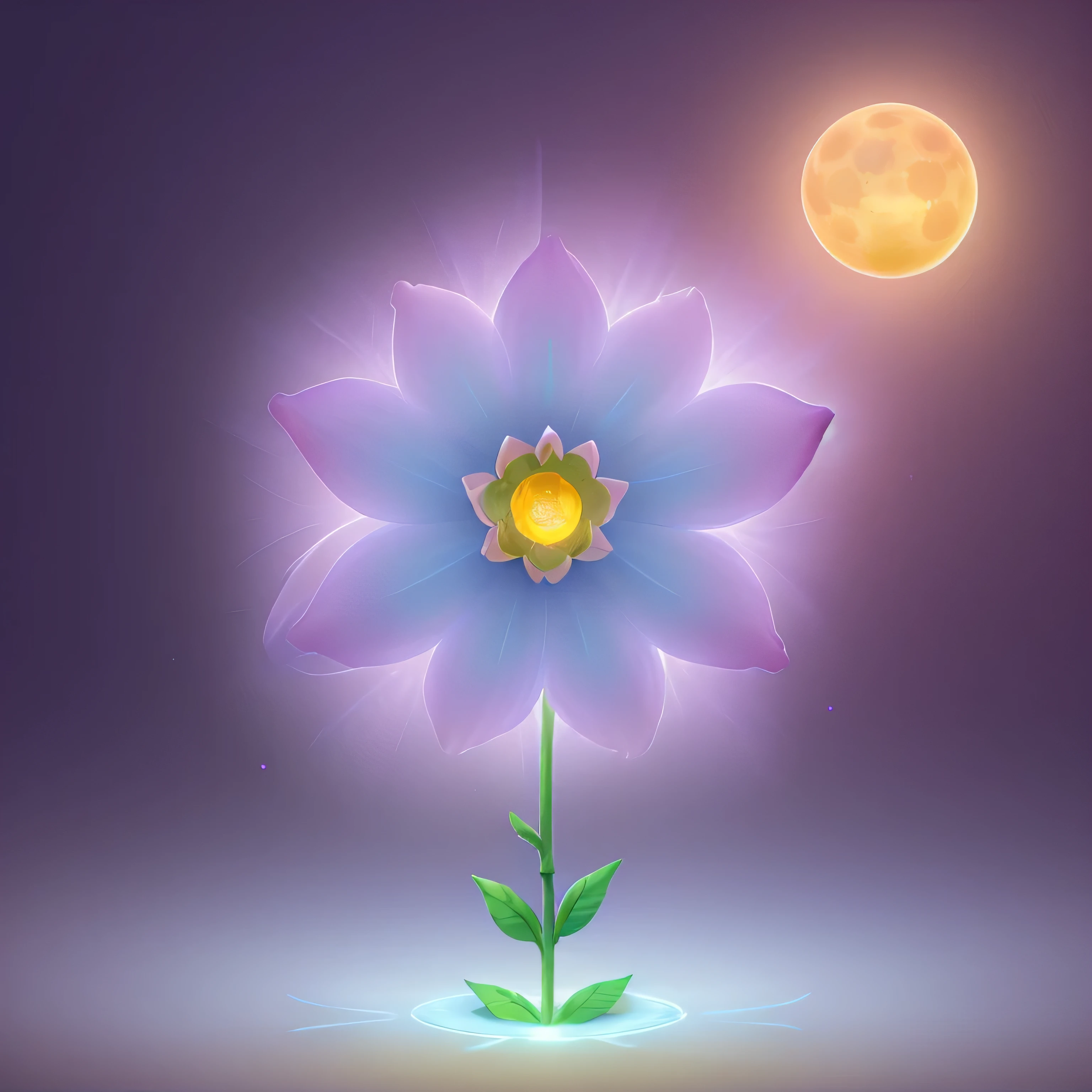 Create a super high resolution image of a beautiful magical flower that only blooms in the moonlight. It has that glow like the full moon and contains healing power