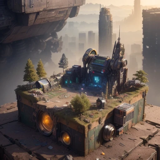 6598年Mars realistic model, (Bifurcation, original photo, best quality, masterpiece:1.4),Steampunk Cyberpunk 6820 City,(CyberpunkMars light:1.3), Mars (related to land),(in a small nature box:1.3),Isometric, small nature, landscape on foundation,landscape,