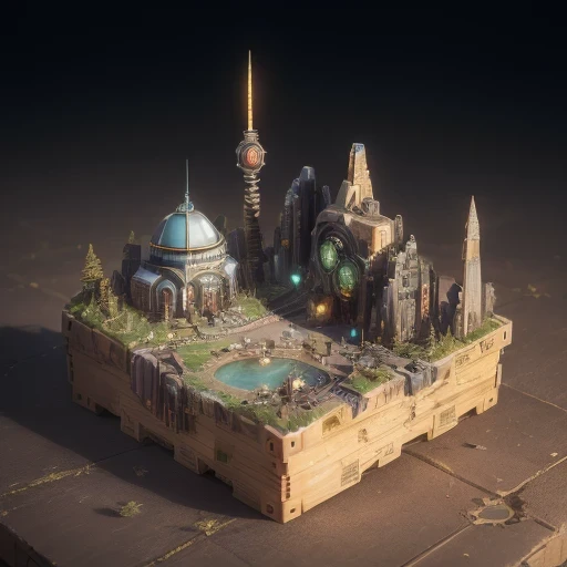 6598年Mars realistic model, (Bifurcation, original photo, best quality, masterpiece:1.4),Steampunk Cyberpunk 6820 City,(CyberpunkMars light:1.3), Mars (related to land),(in a small nature box:1.3),Isometric, small nature, landscape on foundation,landscape,