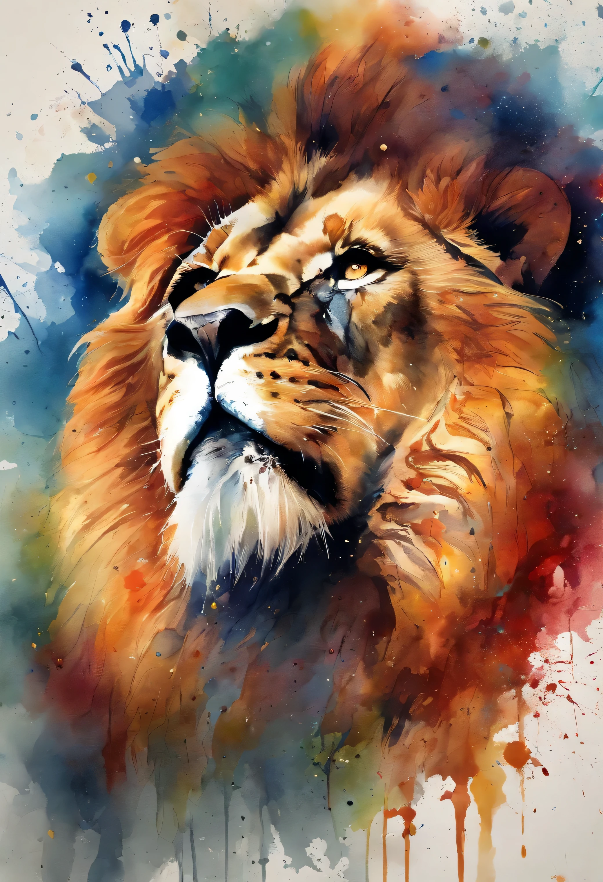 lion head painting with a splatter background and spray paint effect, by Eugeniusz Zak, watercolor art, by Károly Lotz, watercolor painting, watercolor painting style, watercolor detailed art, by Reuben Tam, watercolor digital painting, watercolor paint, masterfully detailed watercolor, watercolor art, Grzegorz Rutkowski
