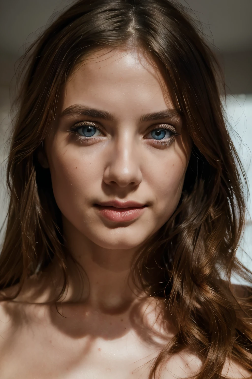 (best quality,4k,8k,highres,masterpiece:1.2),ultra-detailed,(realistic,photorealistic,photo-realistic:1.37),30-year-old woman,young appearance,Ana de Armas lookalike,vibrant blue eyes,red lips,brown blonde hair,very fair skin,totally naked,portraits,colorful background,strong lighting,happy expression,fashionable outfit,vivid colors,detailed facial features,natural beauty composition,concept artists,sharp focus,studio lighting