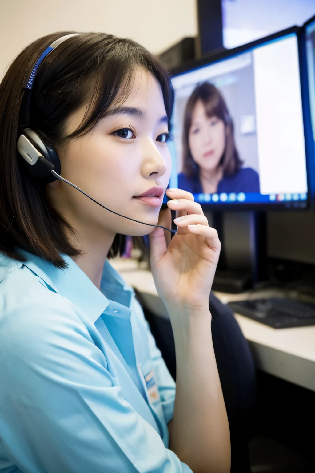 call center,((highest quality)), ((masterpiece)), (be familiar with),