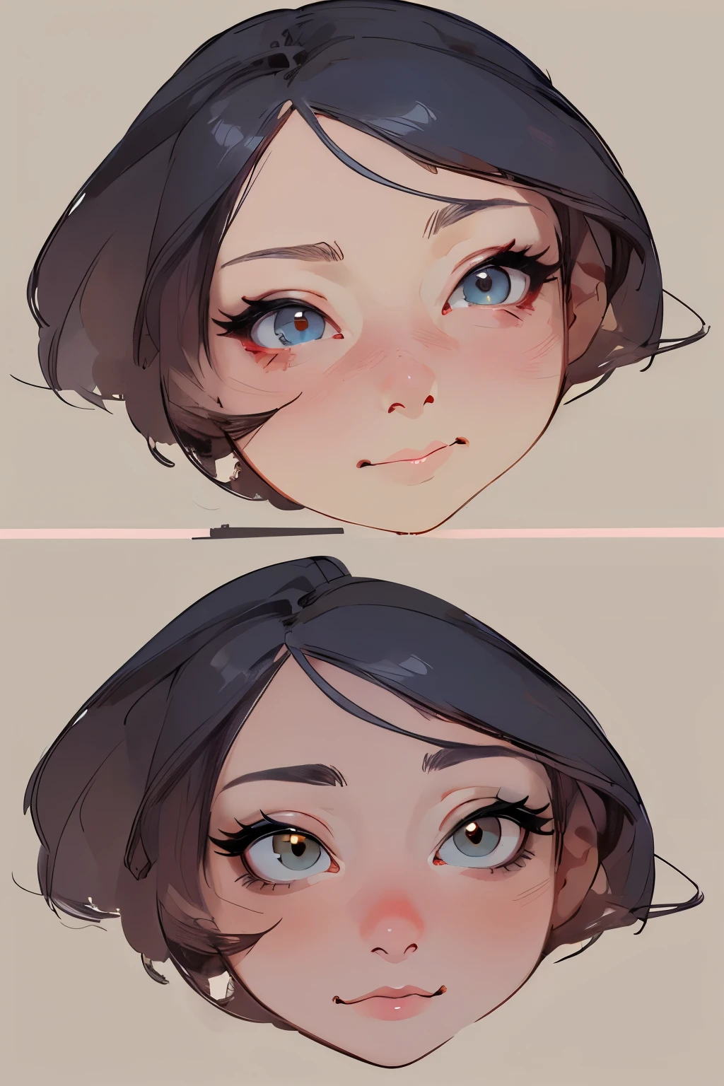 Anime girl head drawing tutorial by Angélara for cartoon anatomy, as guided by Arielcaitlin:

Start with a circle for the head, dividing it into equal sections for proportions. Draw guide lines for the facial features, such as the eyes, nose, and mouth.

For the eyes, create small ovals, then add top and bottom lids, pupils, and lines for the eyelashes. Make the irises round or almond-shaped, depending on the desired look.

Shape the nose with a short line for the bridge and a wider line for the base, blending it into the head.

Draw the mouth with the general shape, and