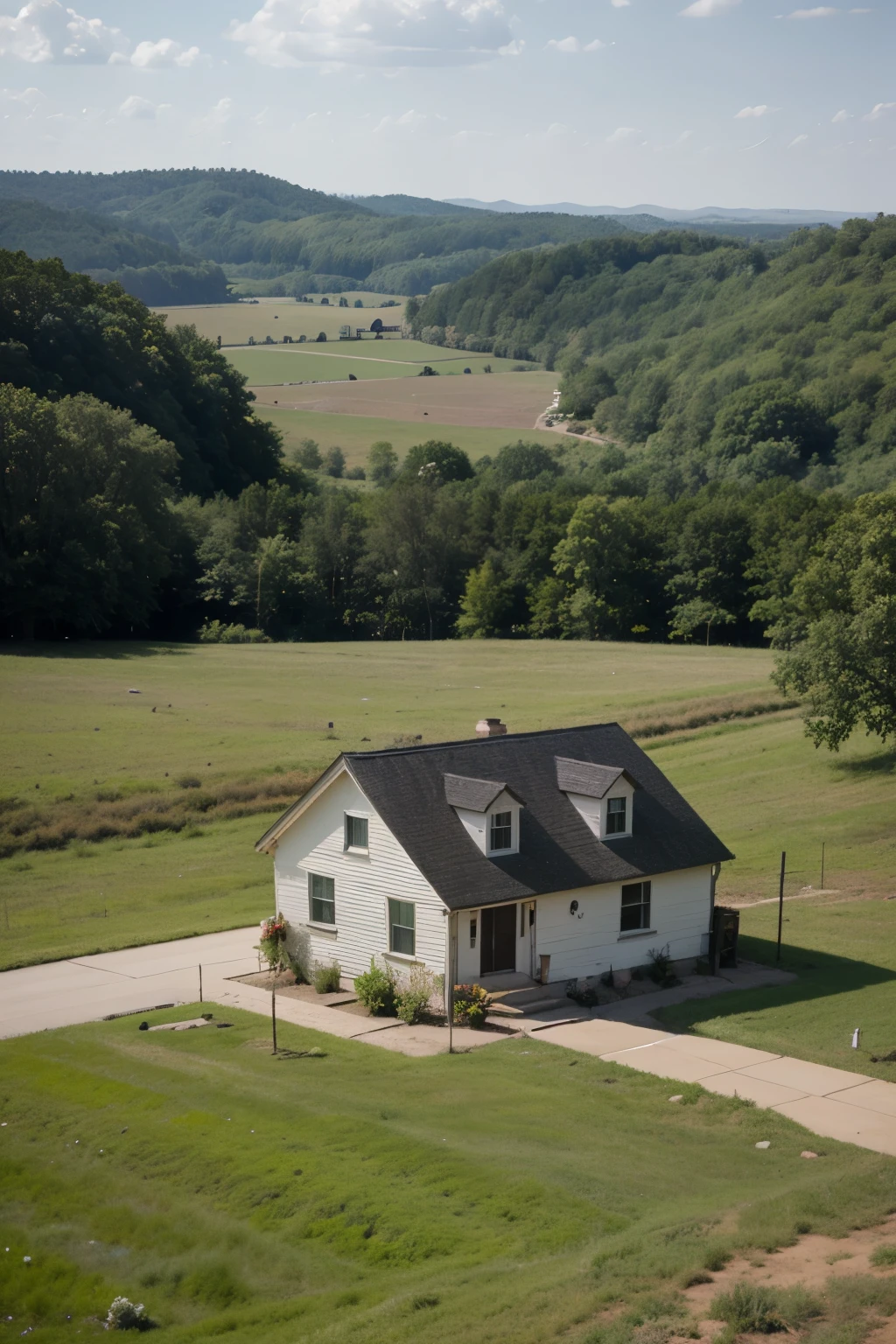 A small house in a quiet valley in rural America