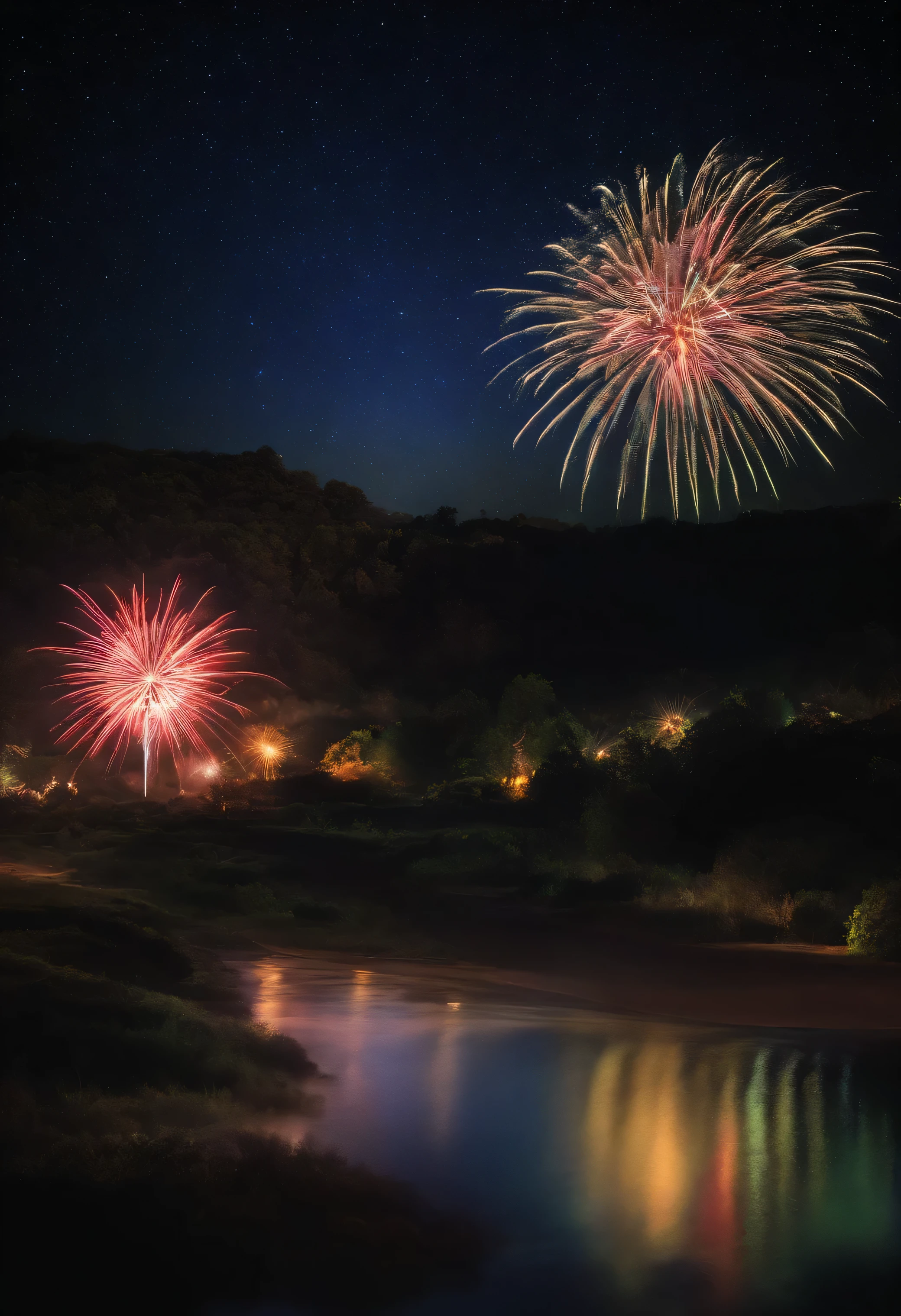 fireworks show, night sky