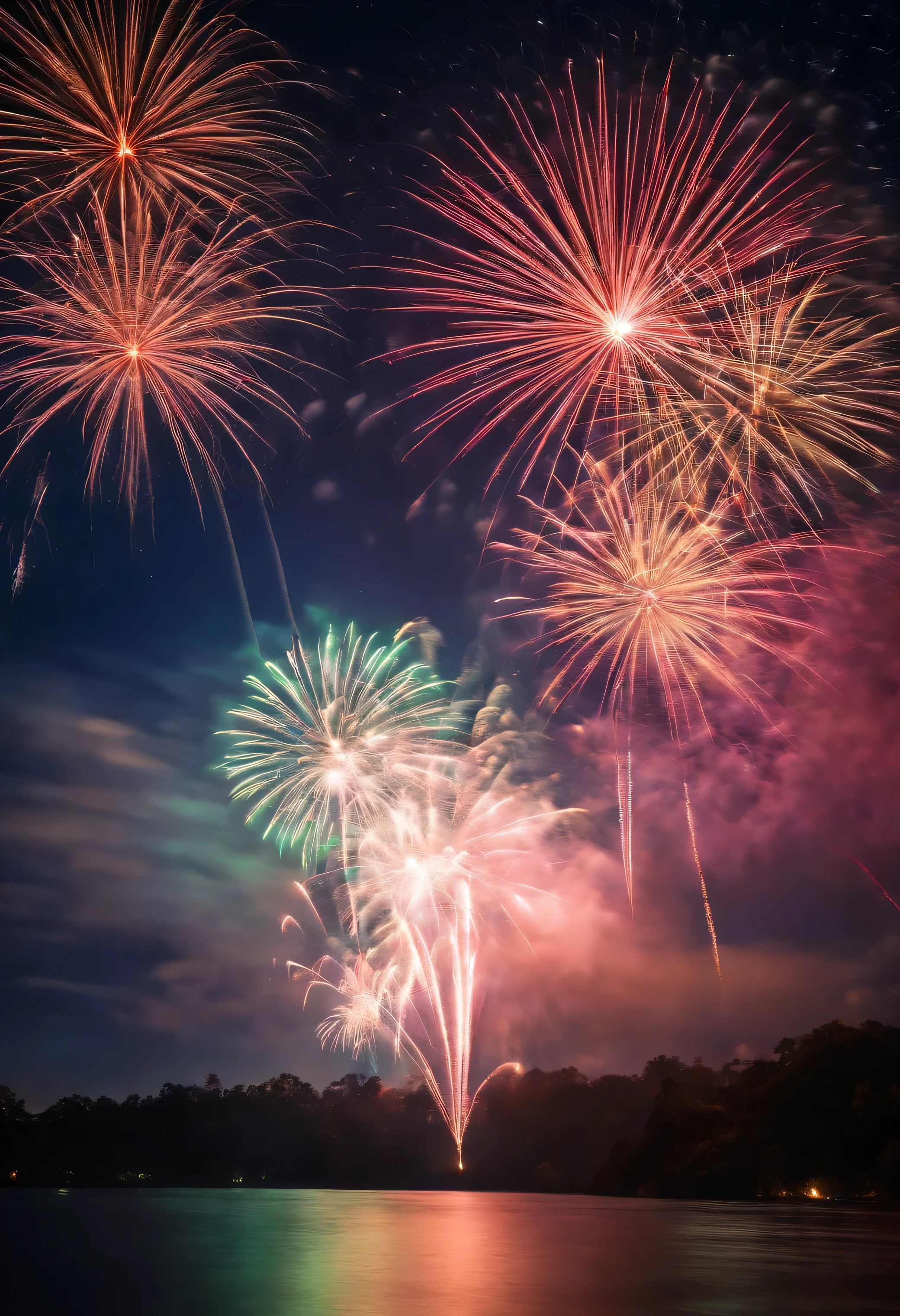 fireworks show, night sky